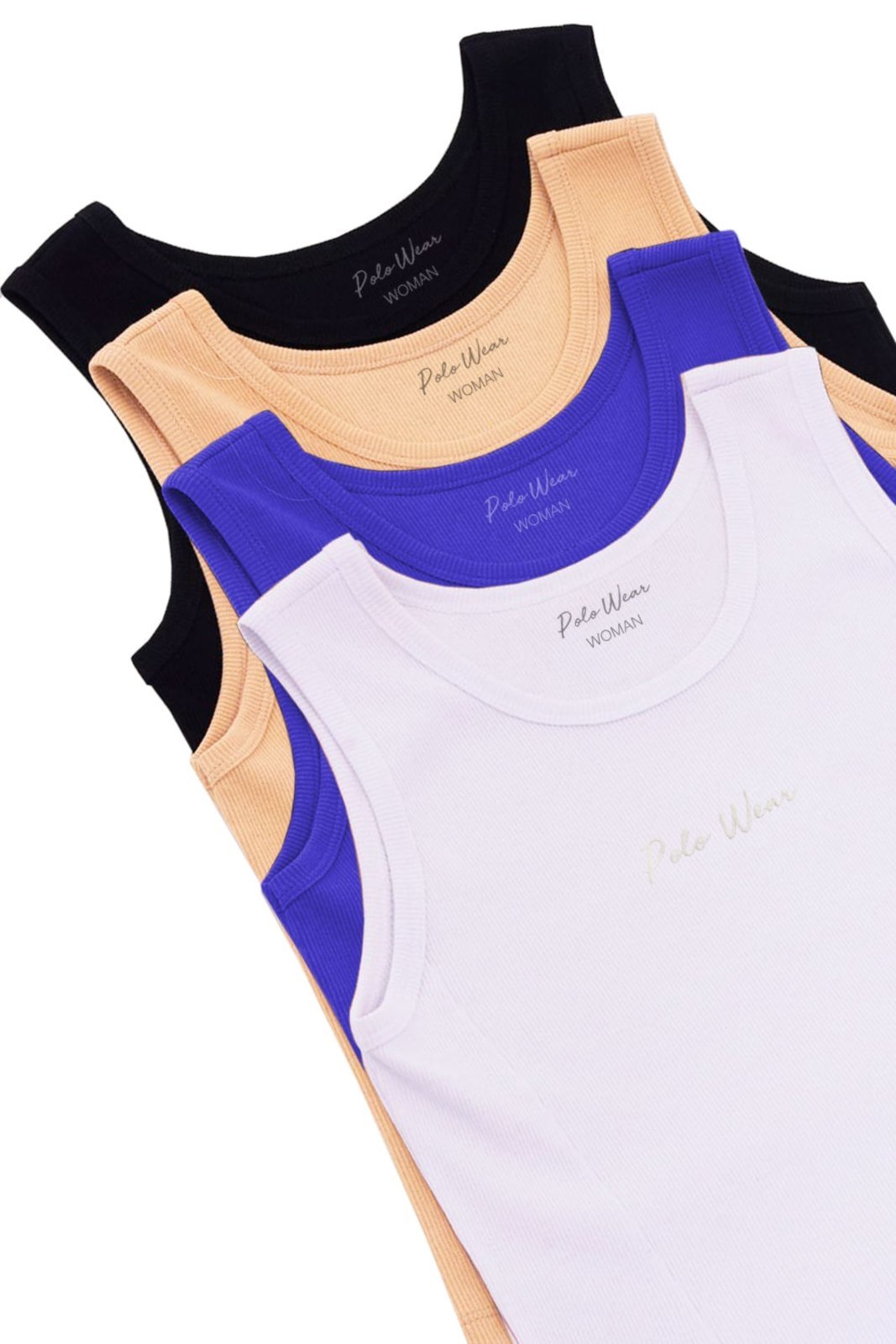 Kit 4 Regatas Femininas Caneladas Polo Wear Sortido