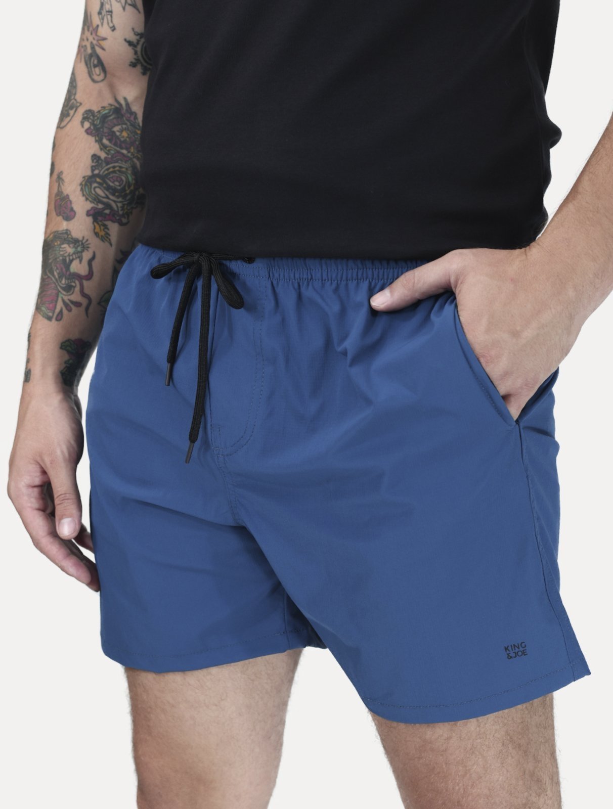 Short King & Joe Masculina Nylon Flex Ripstop Azul
