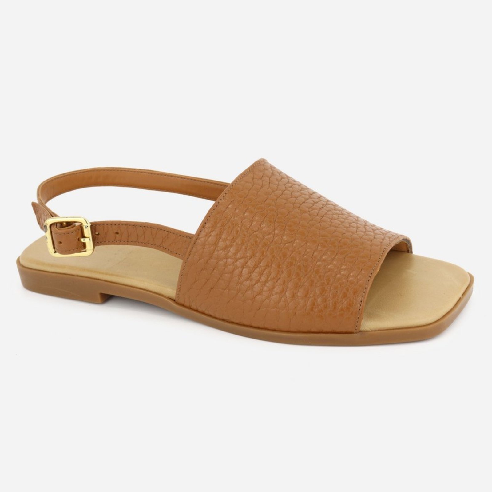 Sandália Rasteira Maria Paula Casual Conforto Caramelo