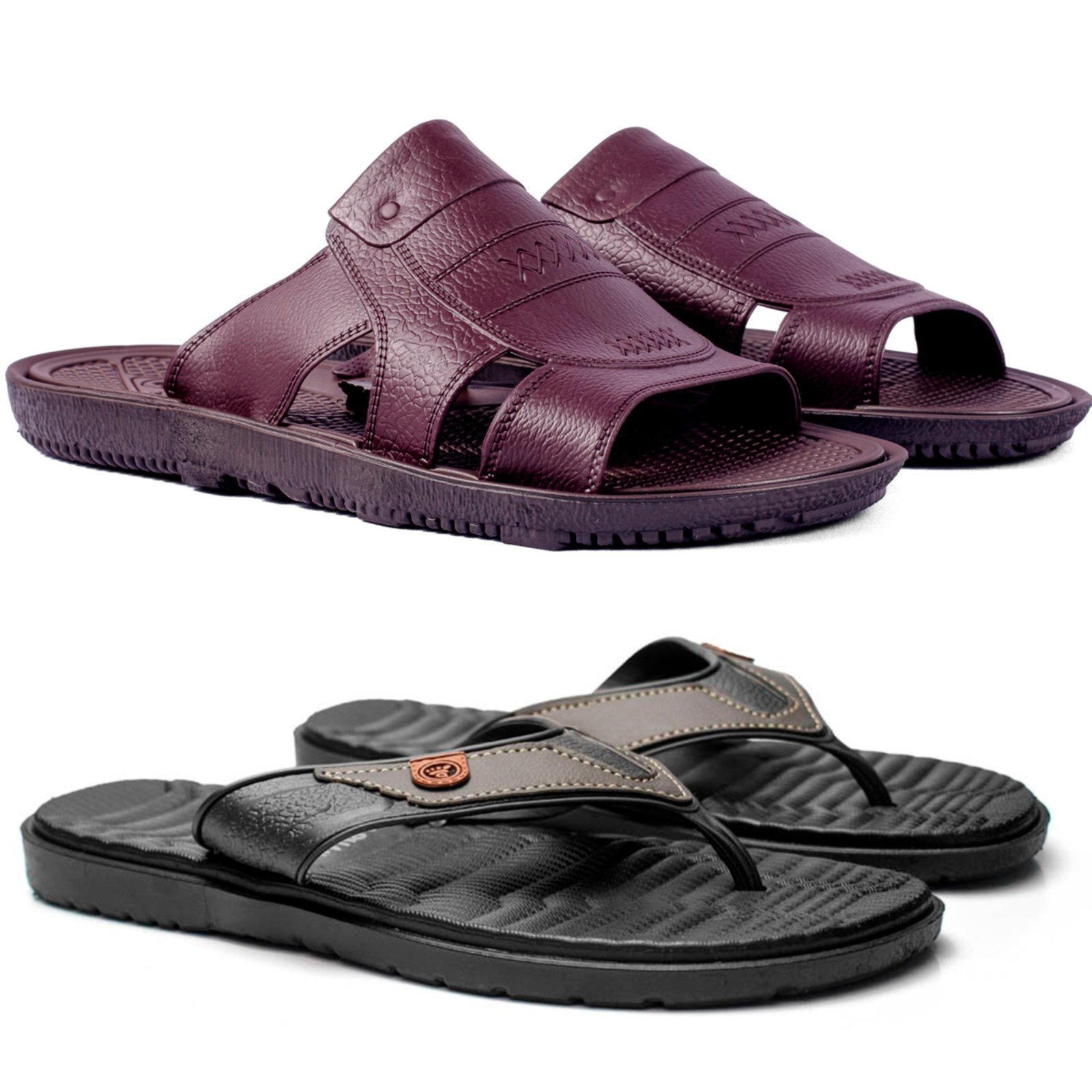 Kit Masculino Herlim Sandália Franciscana Ortopédica Chinelo Slide Café