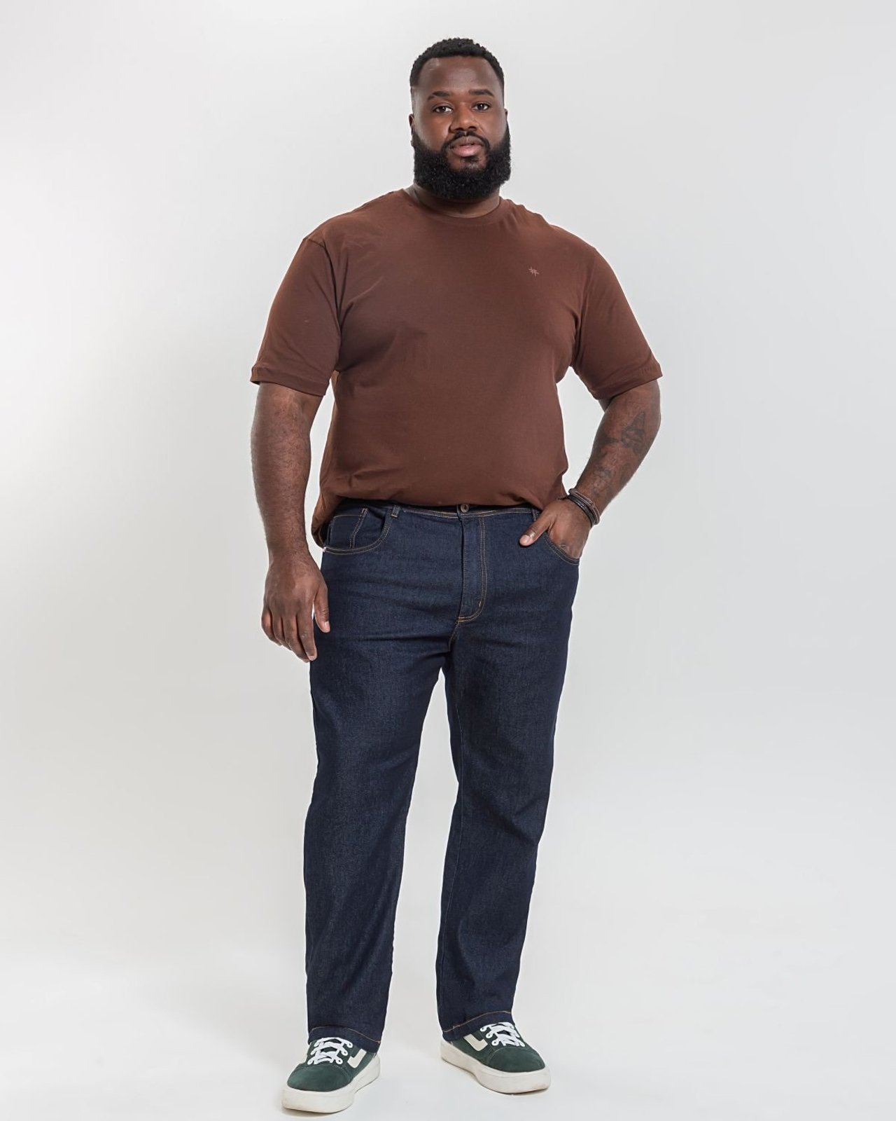 Calça Masculina Reta Plus Size Denim Escuro
