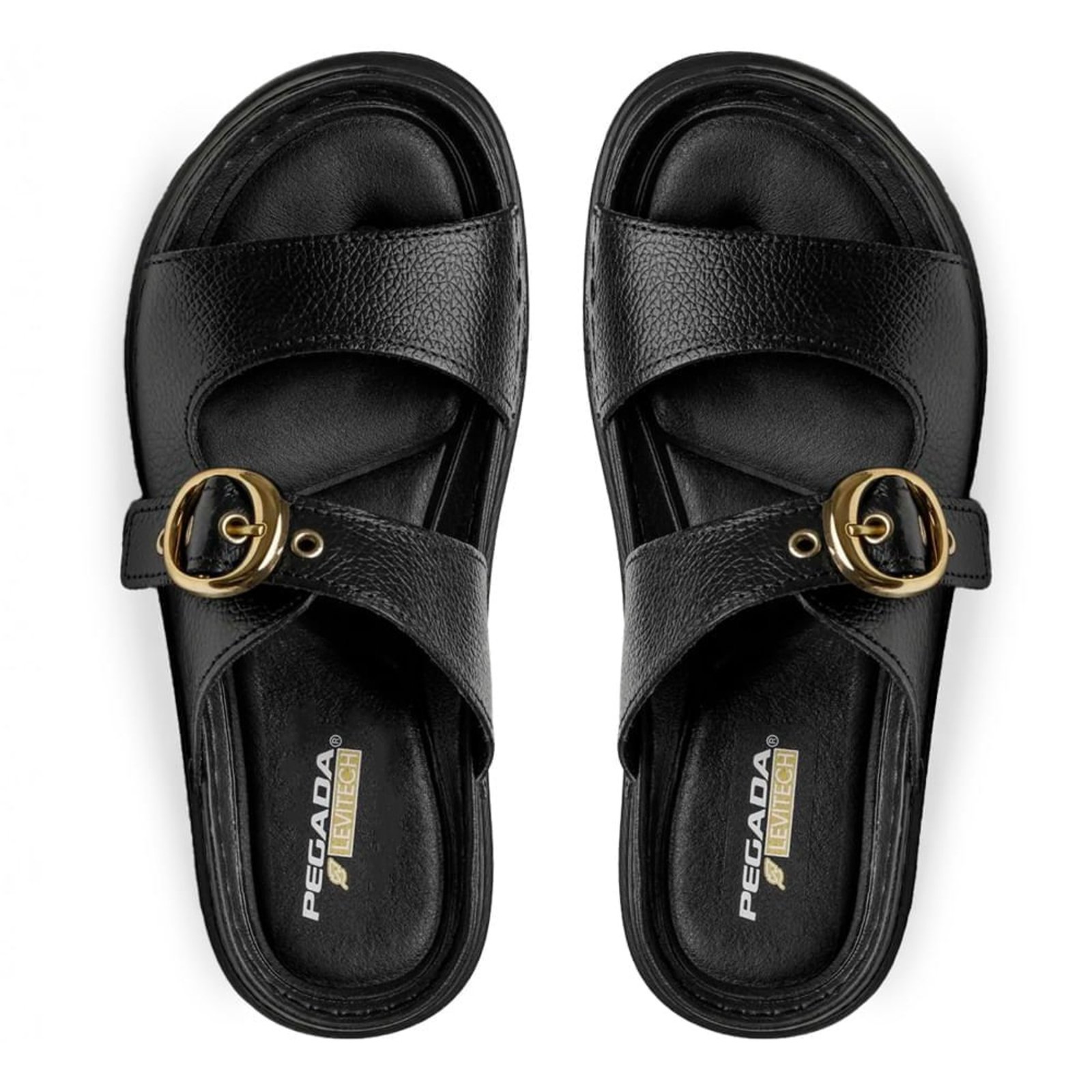 Chinelo Feminino Pegada Flatform Couro Burnish Preto