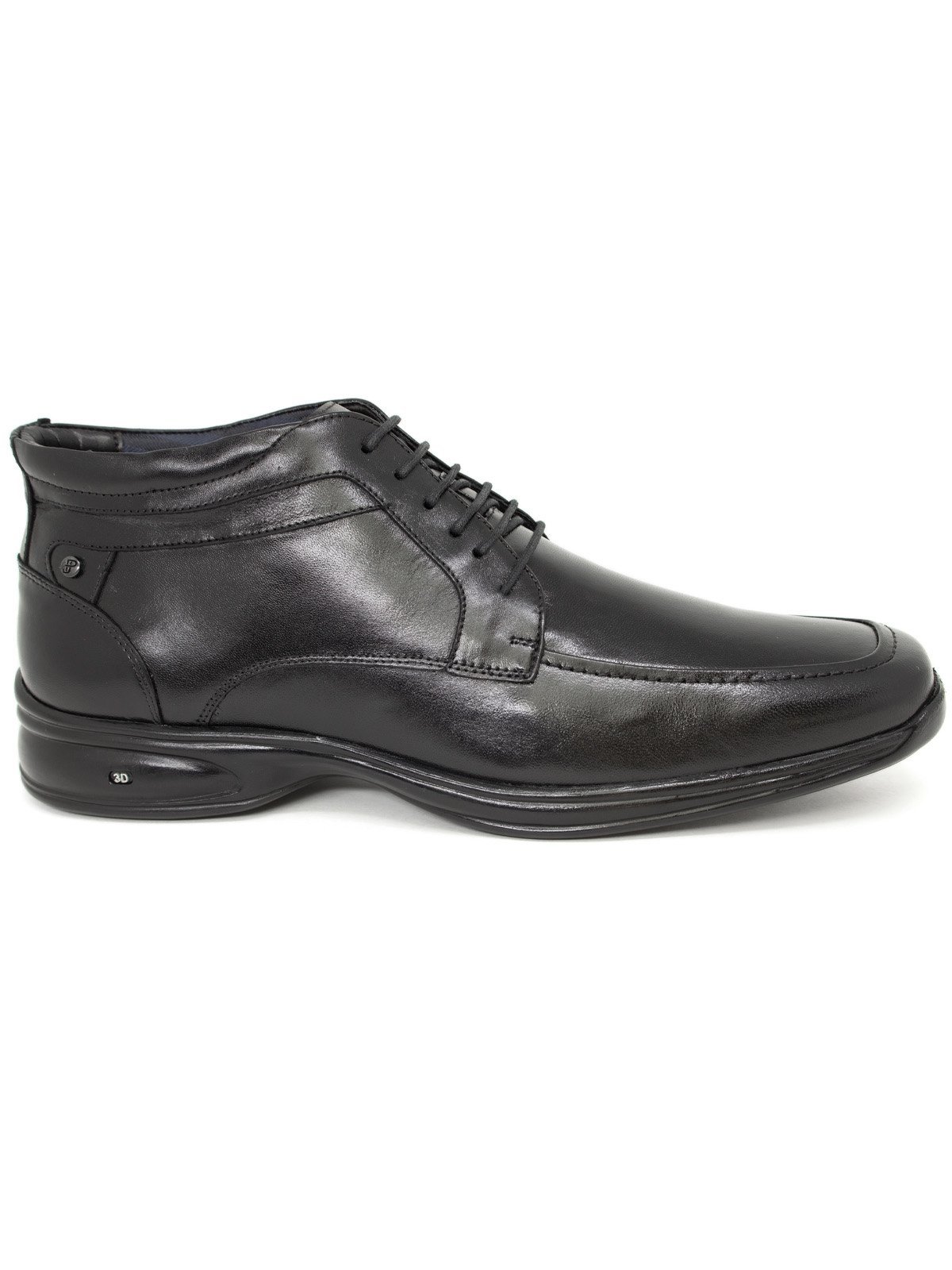 Bota Masculina Social Jota Pe 3D Cano Curto Couro Preto