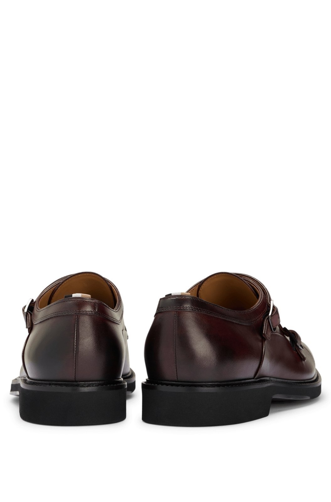 Vista 3 Sapatos Monk Duplo De Couro Com Palmilha Acolchoada Boss marrom Boss marrom