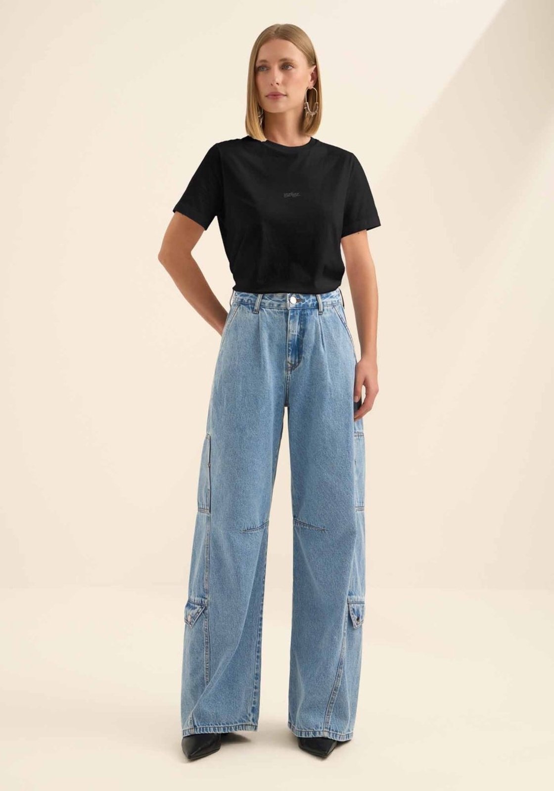 T-shirt Em Algodão Penteado Com Mangas Curtas Essential