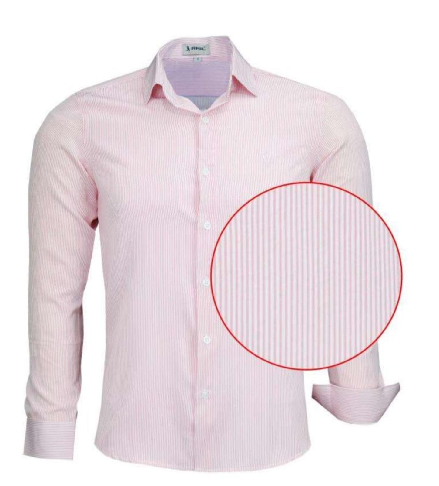 Camisa Social Amil Slim Lisrada Loan Poliéster com Elastano Macia Fácil de Passar M/Longa Luxo Rosa