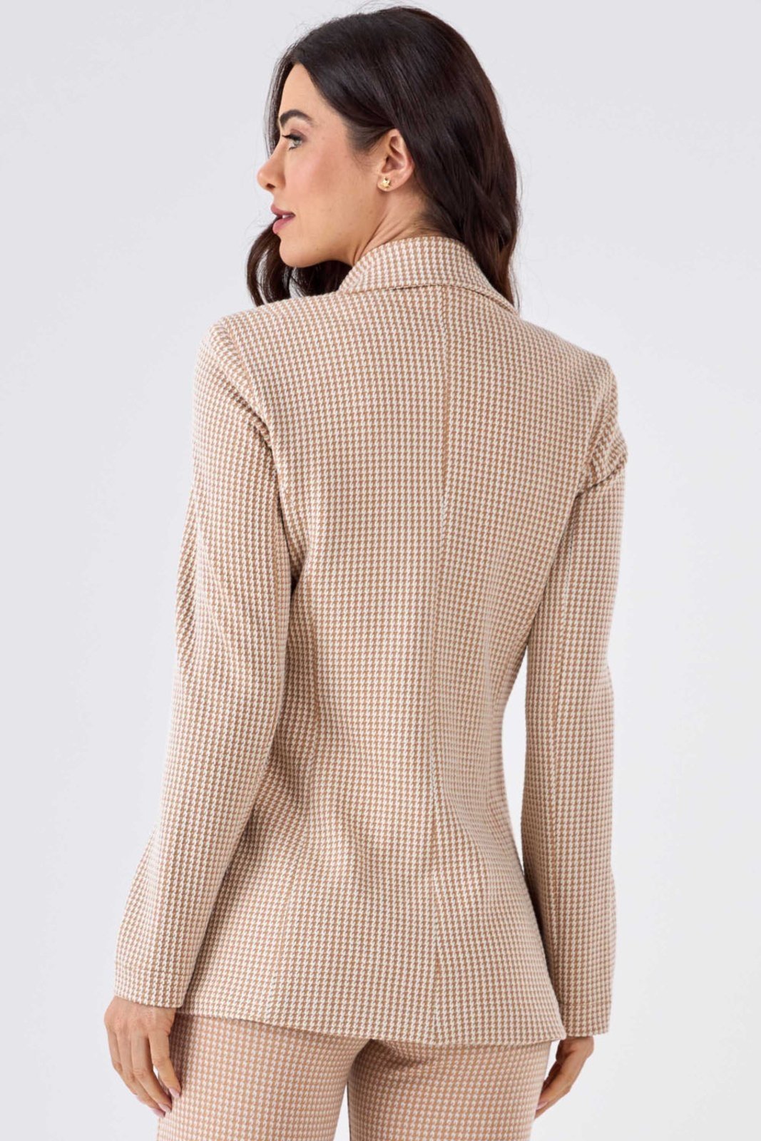 Vista 2 Blazer PKS Alfaiataria Jacquard Pied De Poule bege PKS bege