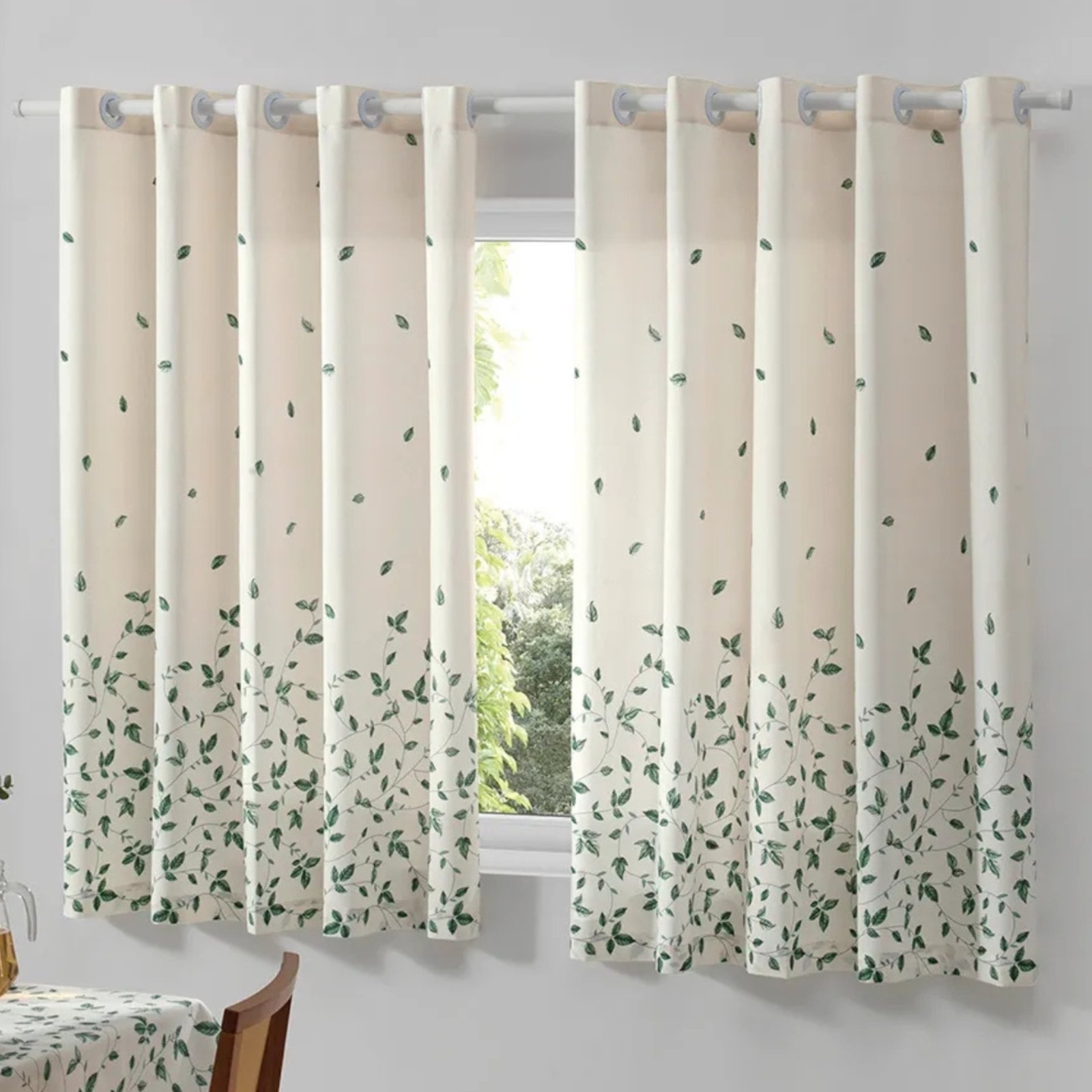 Cortina Cozinha Decorativa 2,00x1,50 Dohler Botanica Bege