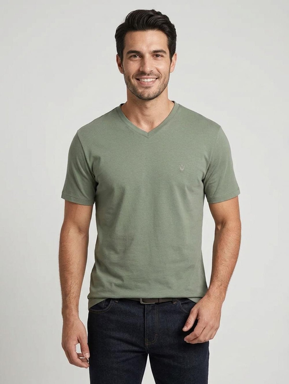 Camiseta Básica Gola V Masculina VERDE