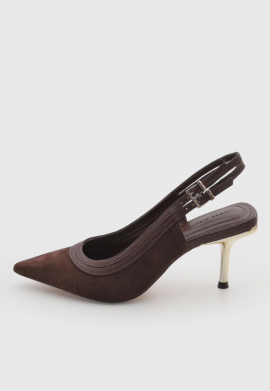Scarpin Feminino Jorge Bischoff Couro Bico Fino Slingback Marrom