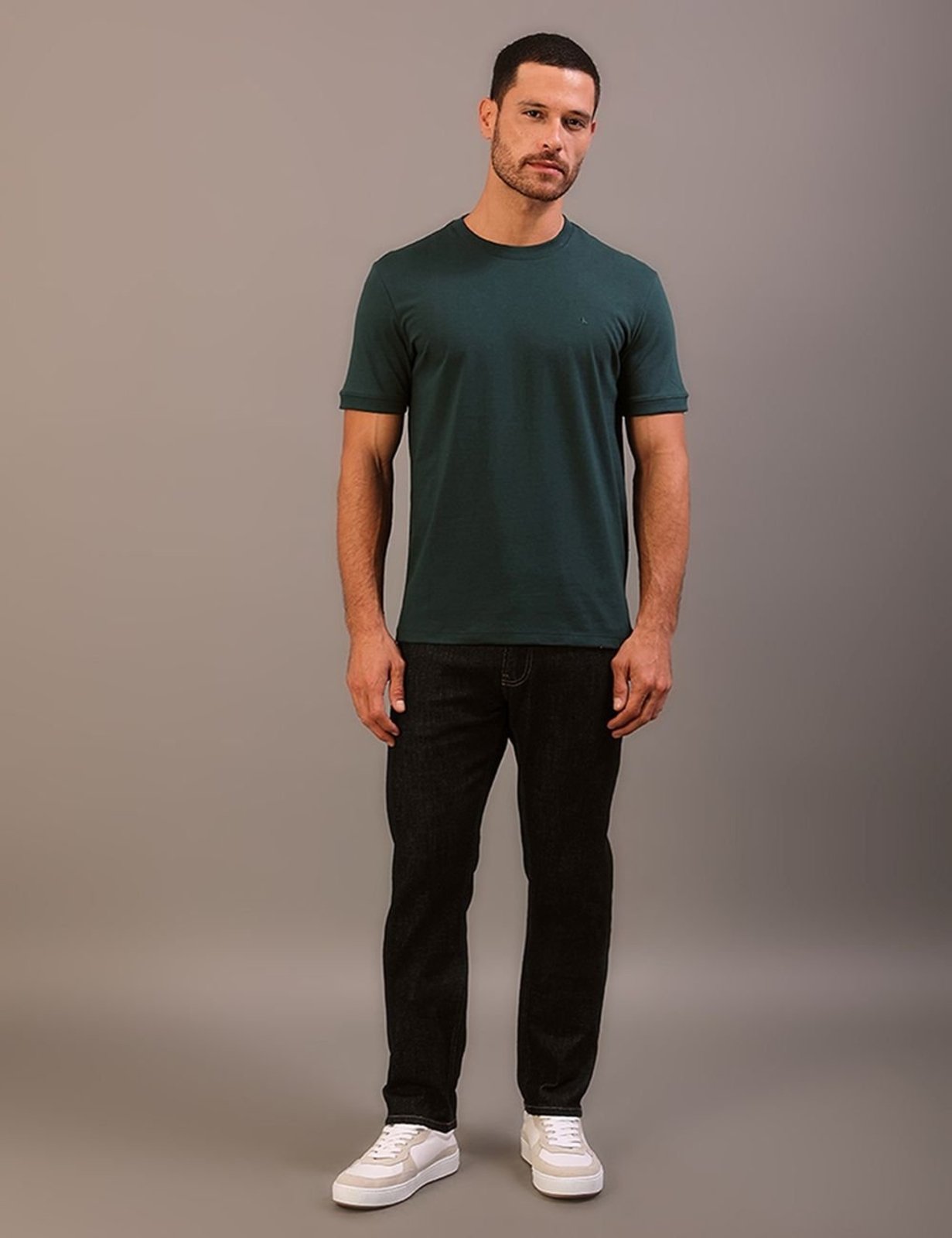 Camiseta Manga Curta Calvin Klein Jeans Masculino Malhão Com Punhos - Verde Médio Calvin Klein Jeans