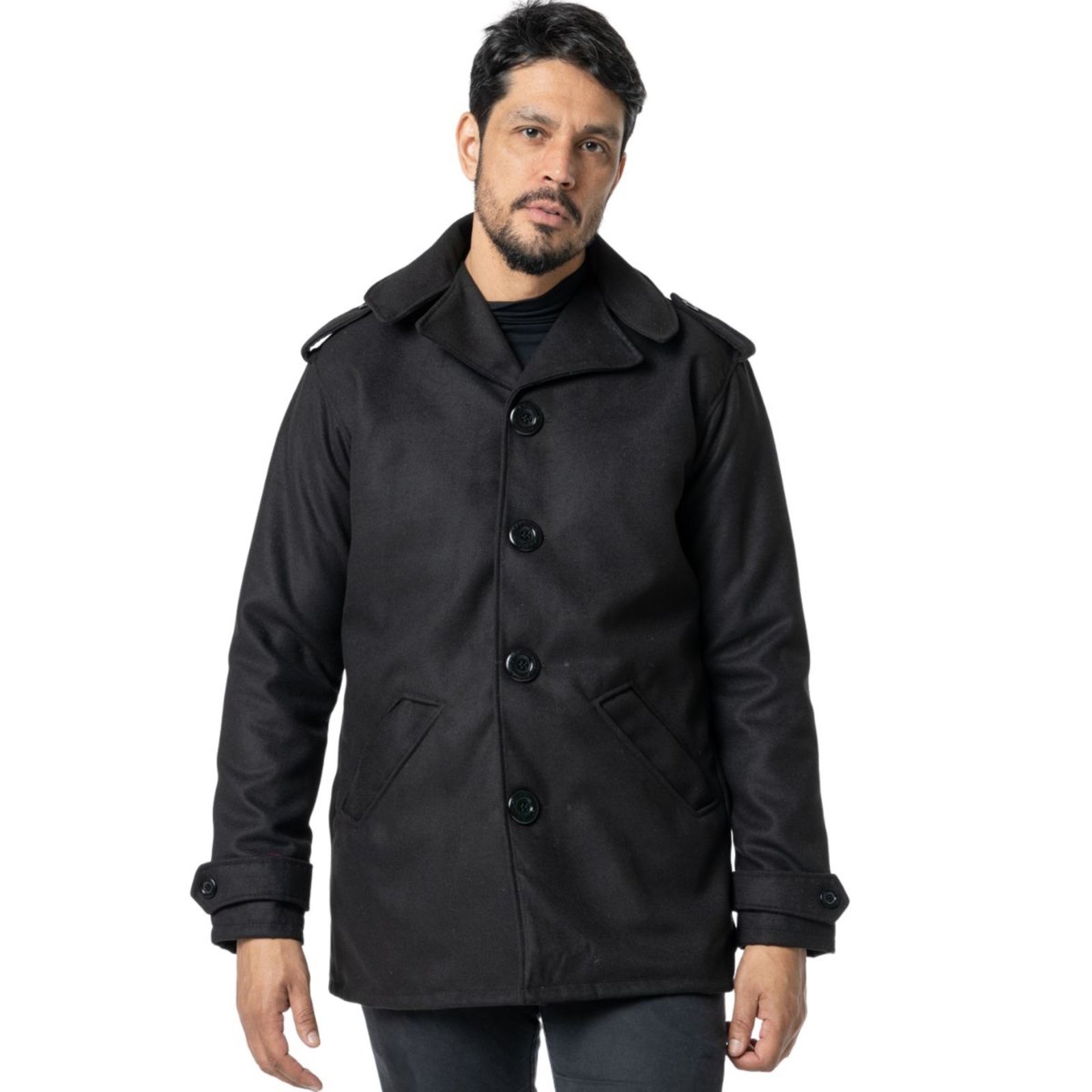 Casaco Sobretudo Blazer Carbella Lã Batida Preto