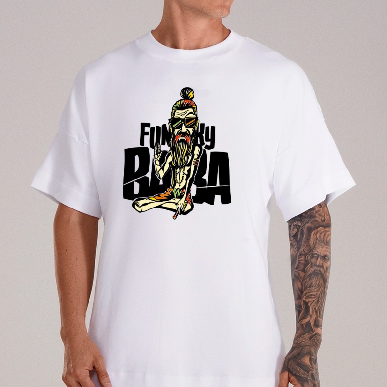 Camiseta Ousy Funky Baba Oversized Unissex Branco