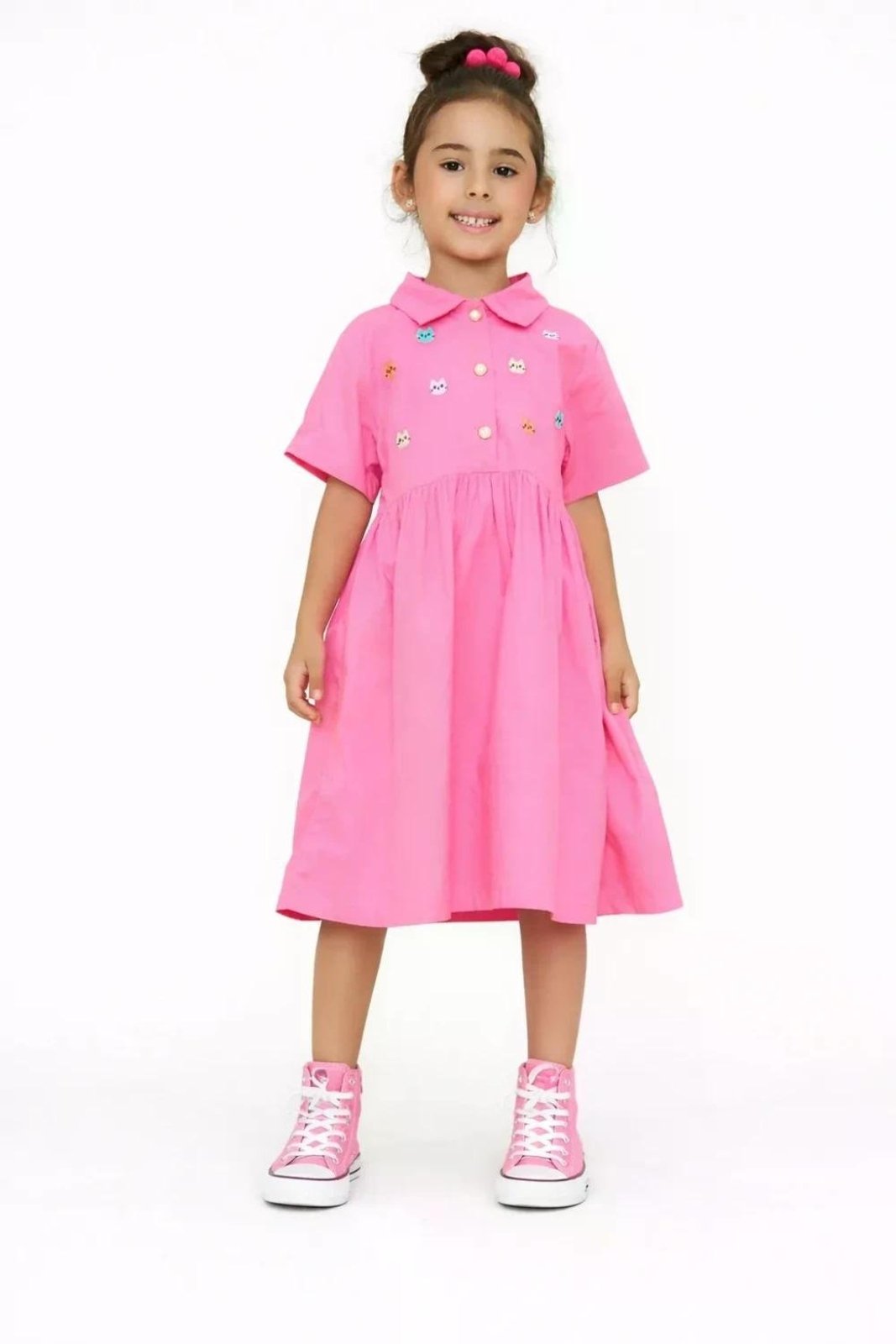 Infantil - Vestido Entre Cores Alphabeto Rosa