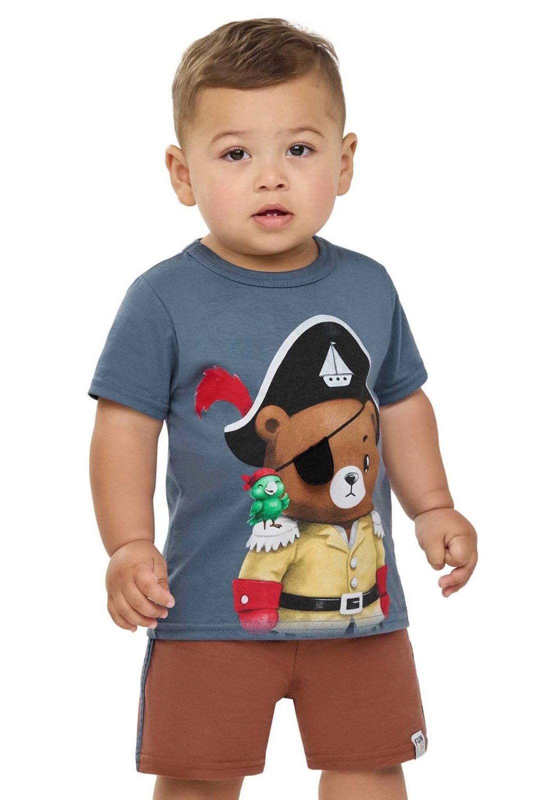 Infantil - Conjunto Menino Urso Pirata Elian Azul