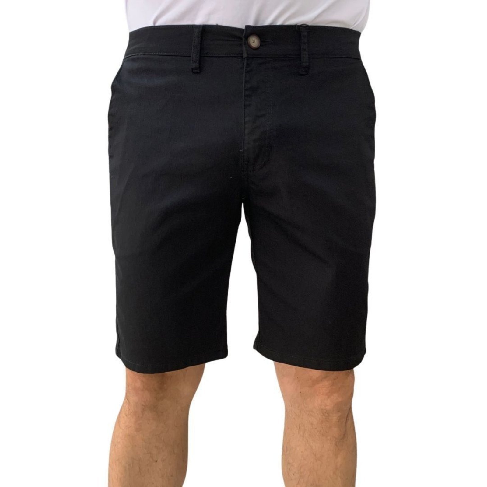 Bermuda Bolso-Faca Ogochi Masculina Sarja Preta 3009015 - Preto - ogochi