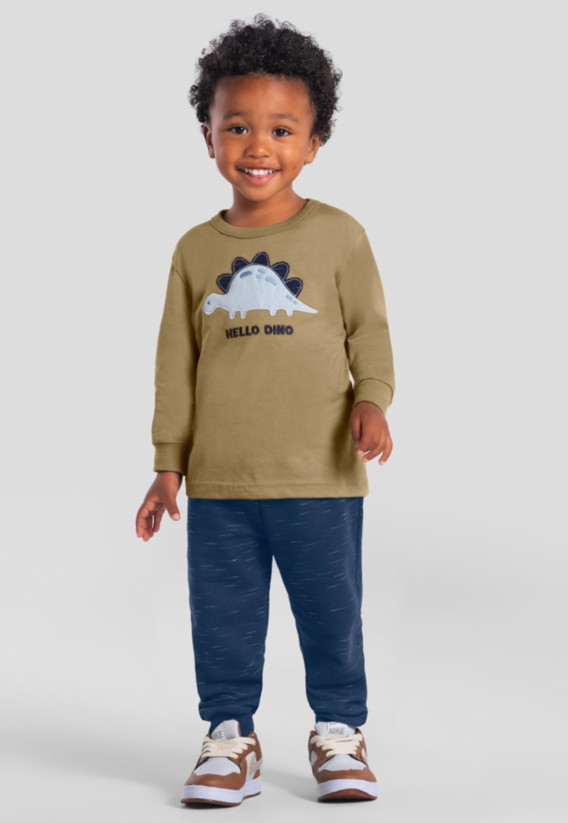 Conjunto Brandili Estampa Dinossauro Verde e Azul