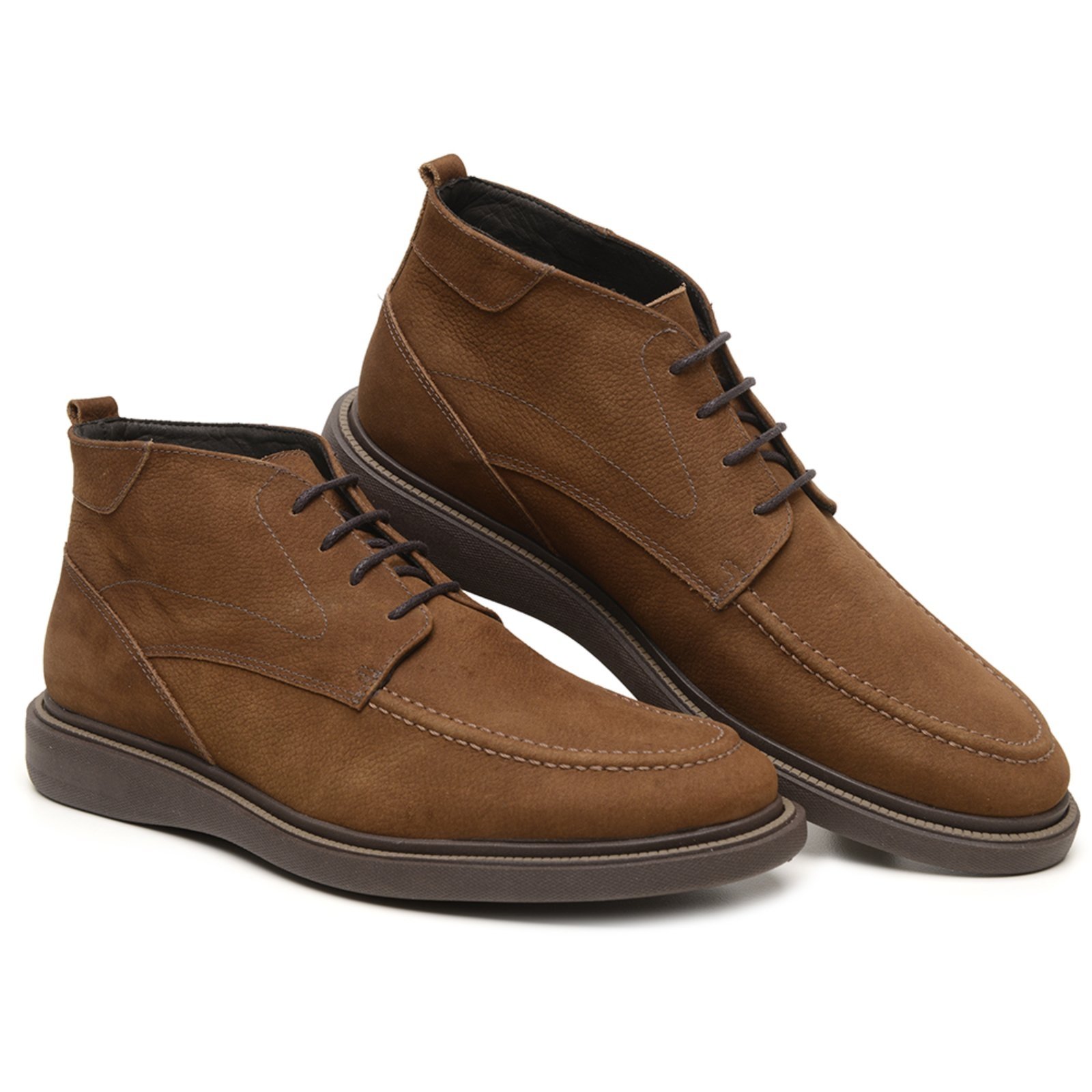Sapato Masculino Casual Veritimo Bota De Couro Amarrar Brogue Cano Baixo Conforto Tabaco