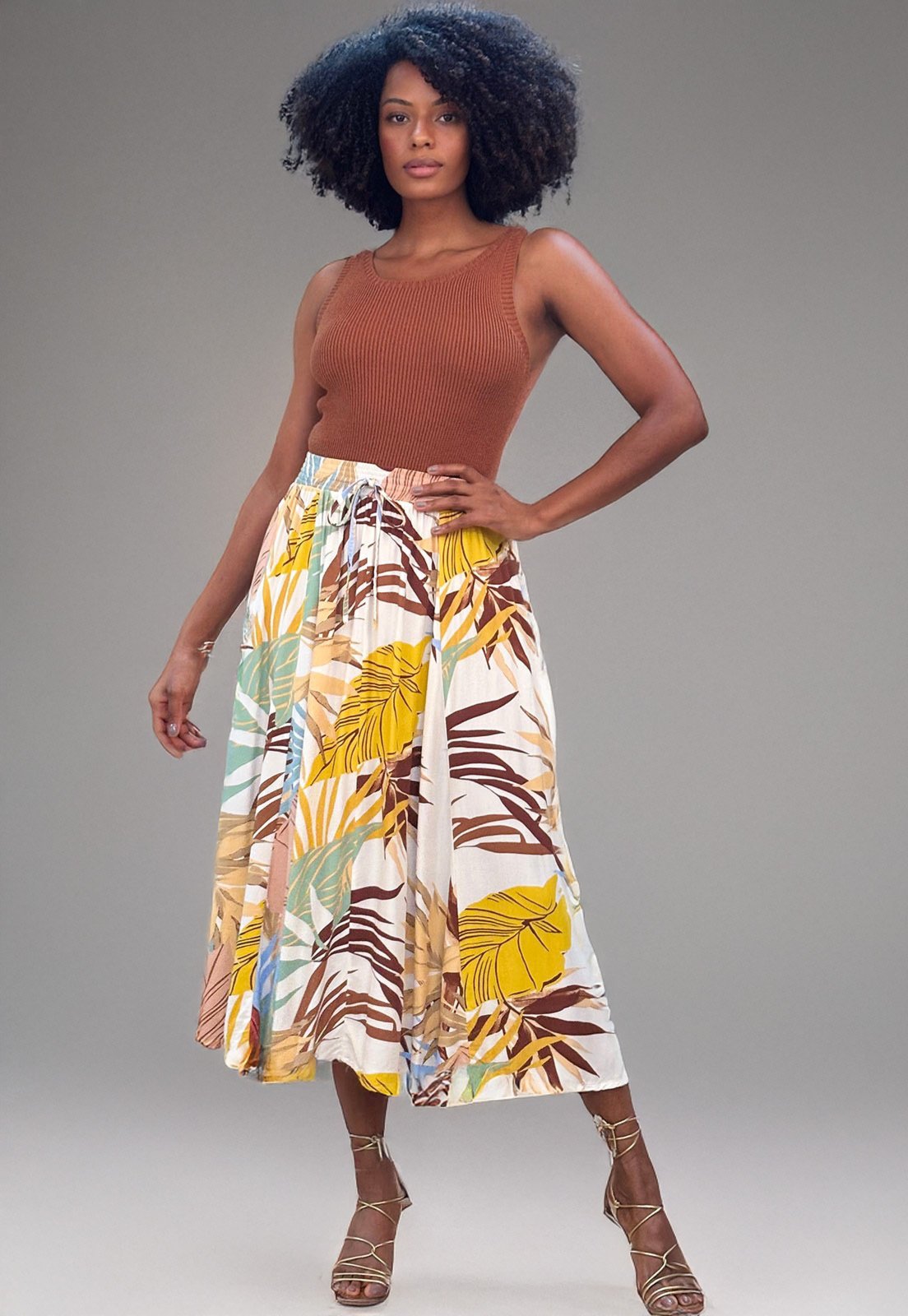 Saia Amazonia Vital Longa Viscose Estampa Aurora Suave
