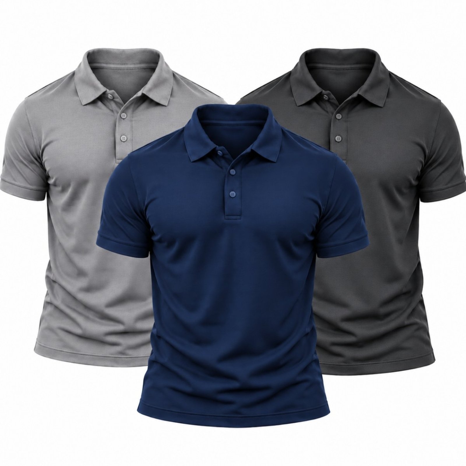 Kit 3 Camisas Polo Poliamida Masculina Básica Premium Colorido