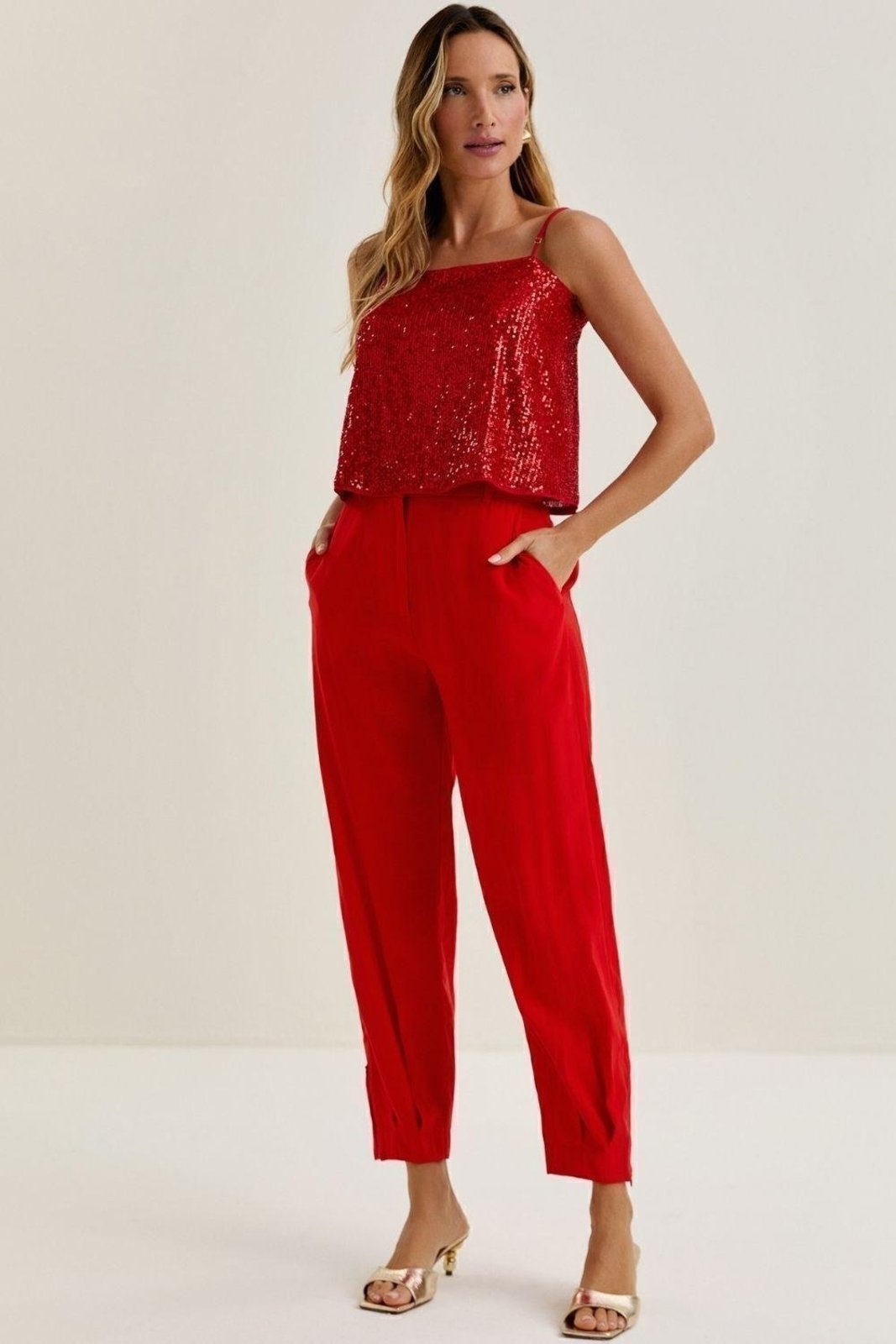Top De Paetê Carlota Costa Vermelho