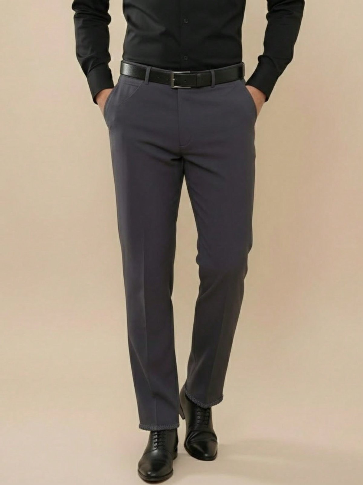 Calça Social Masculina Slim Fit Cinza Chumbo Panamá Alfaiataria