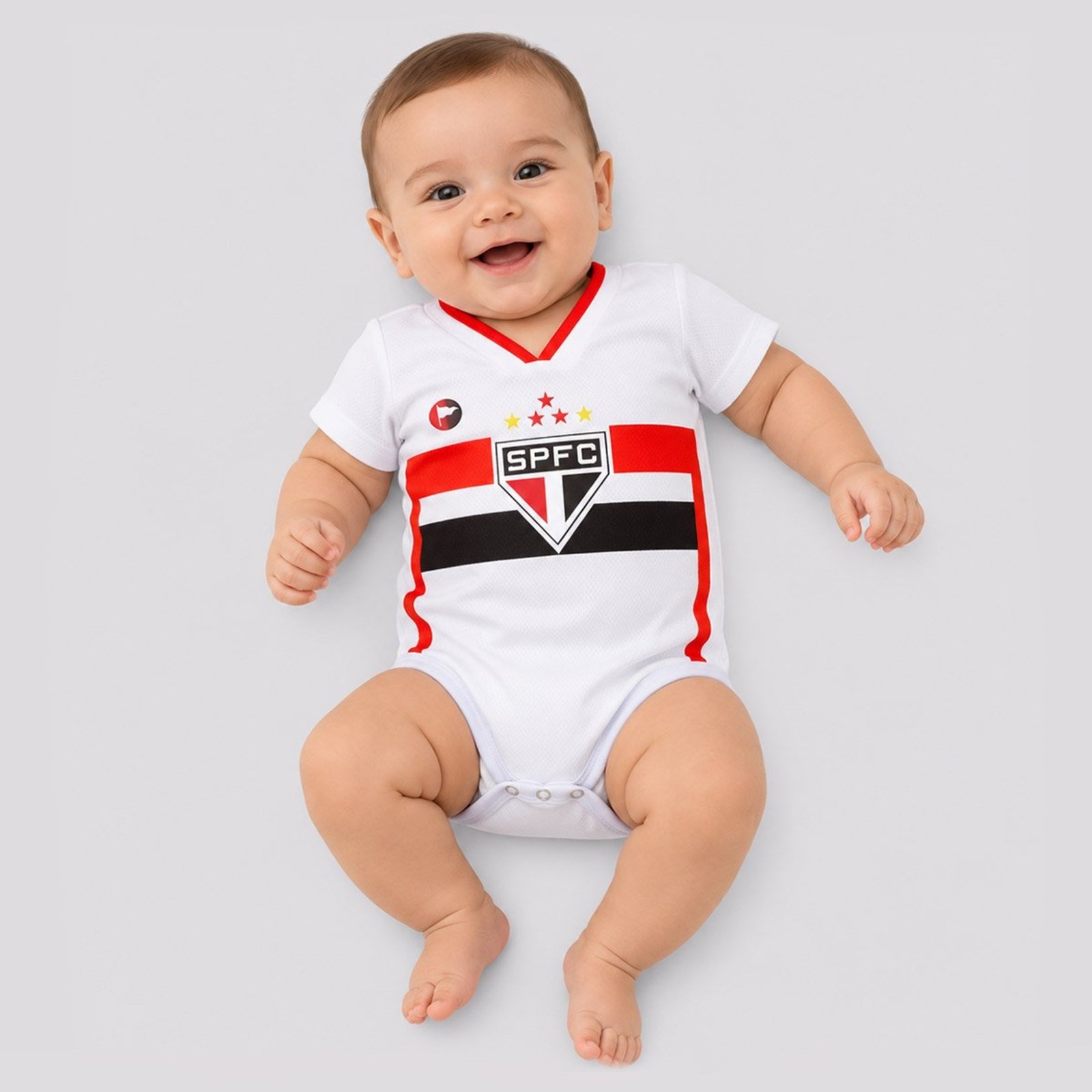 Infantil - Body São Paulo Premium Branco e Vermelho