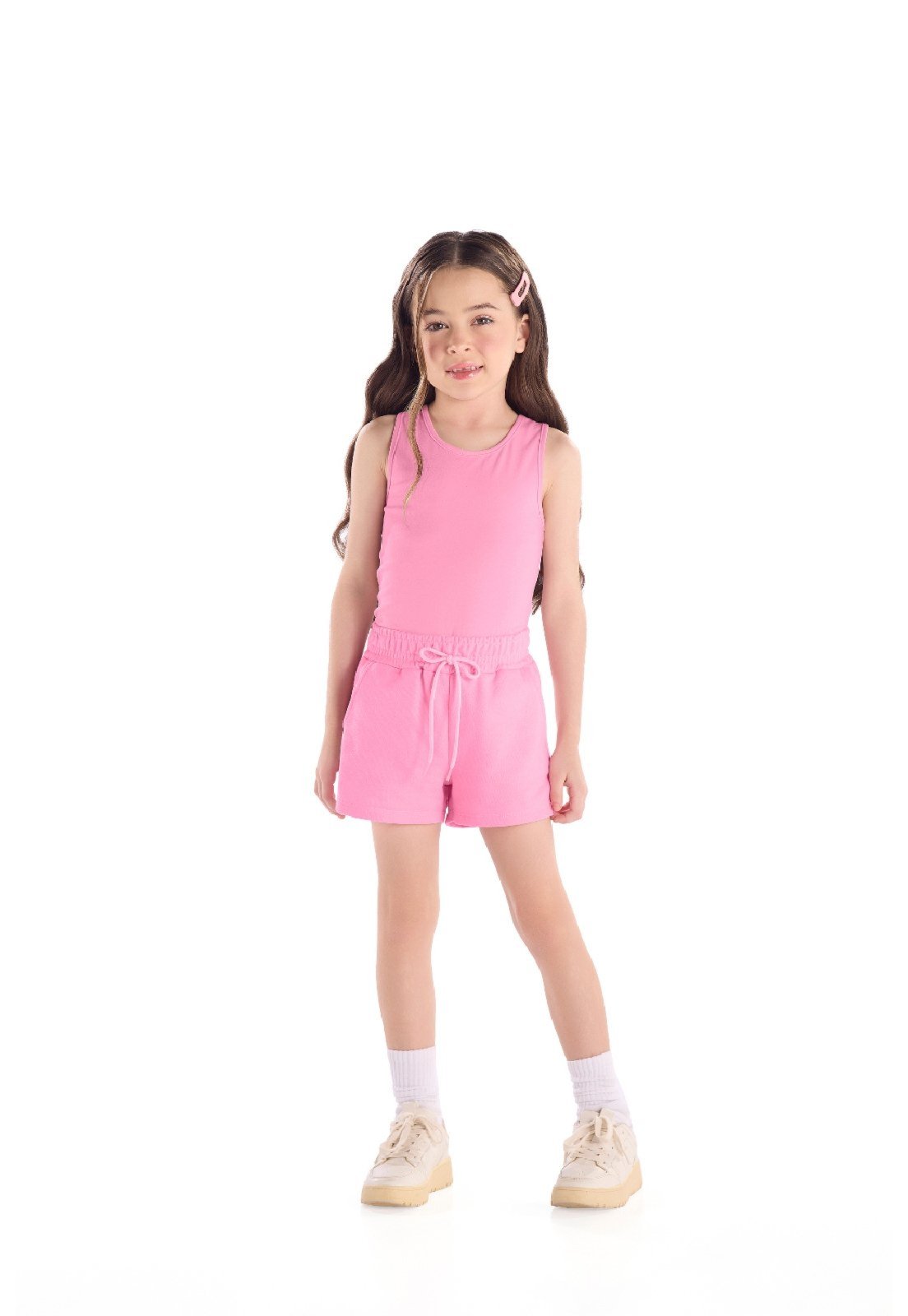 Infantil - Regata Básica em Cotton Menina Quimby Rosa