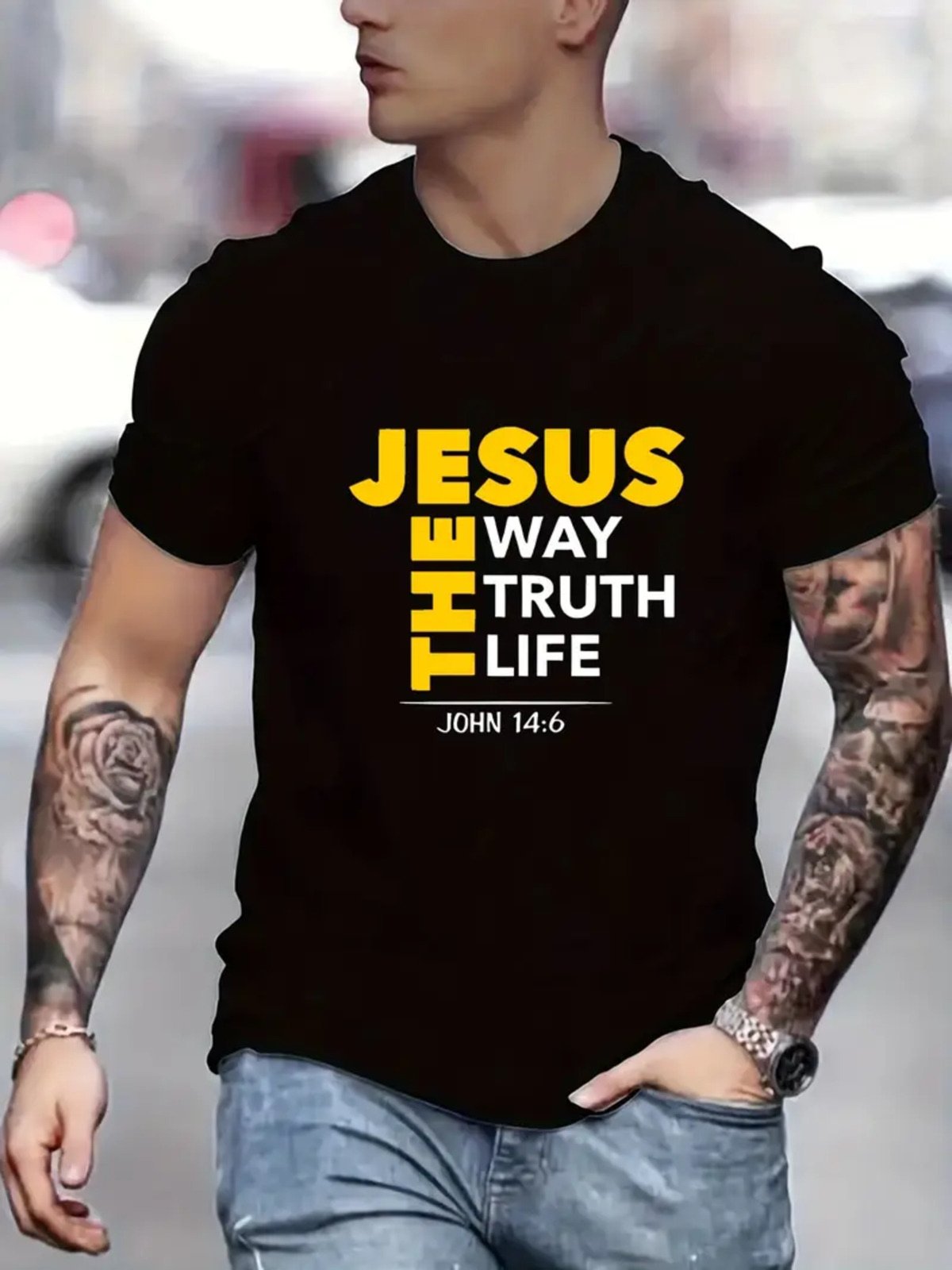 Camiseta Estampada Jesus The Way Safira Moda Algodão Preta