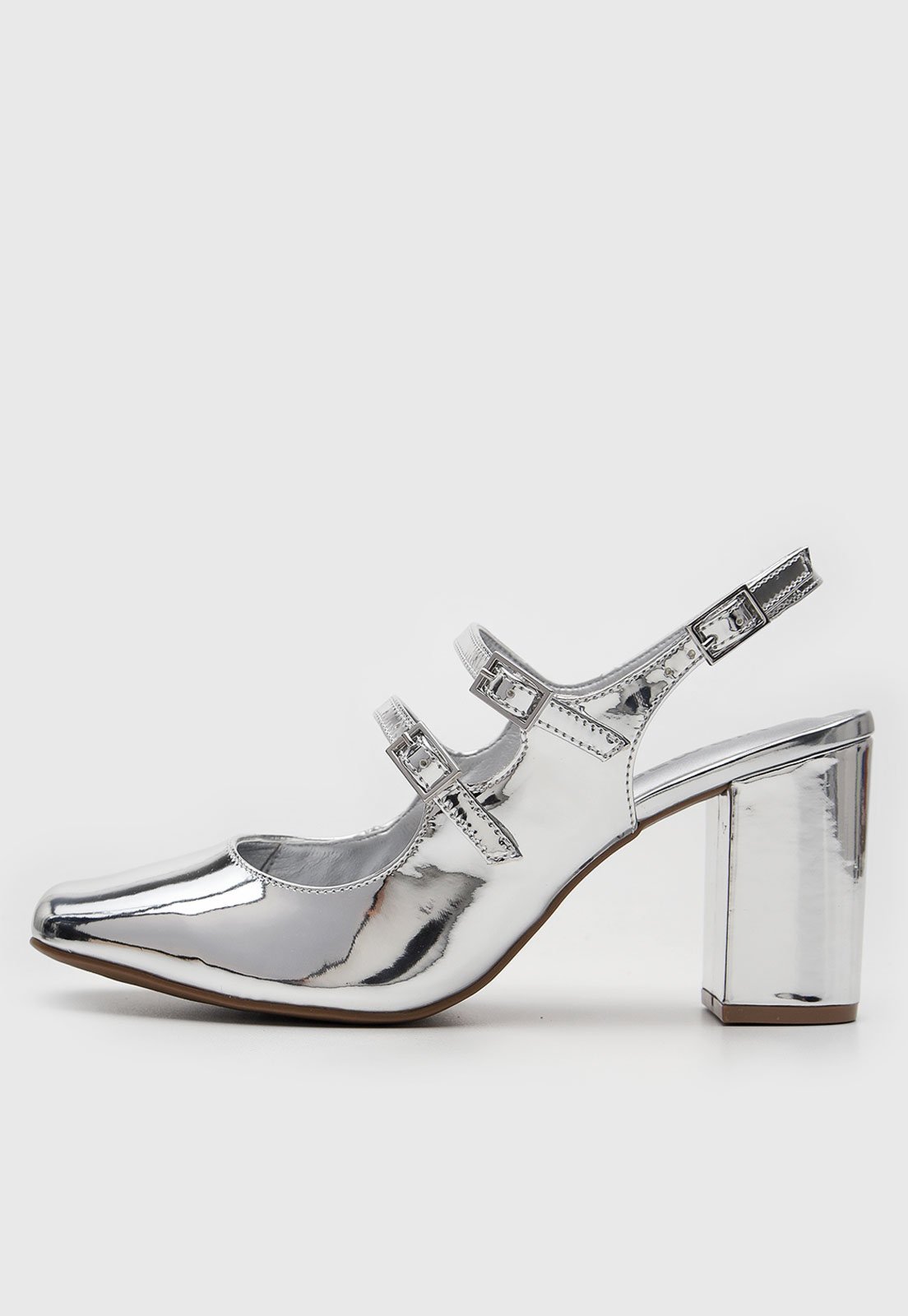 Scarpin Slingback Via Marte Boneca Prata