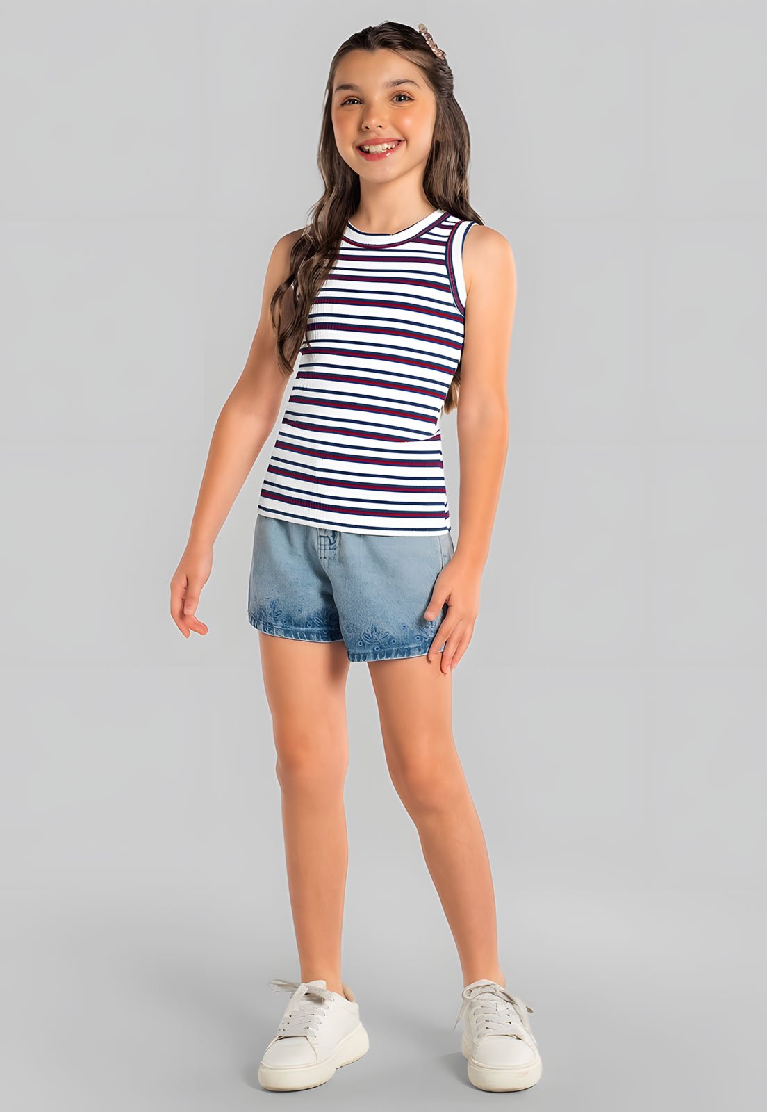 Infantil - Regata Brandili Canelada Listrada Branca