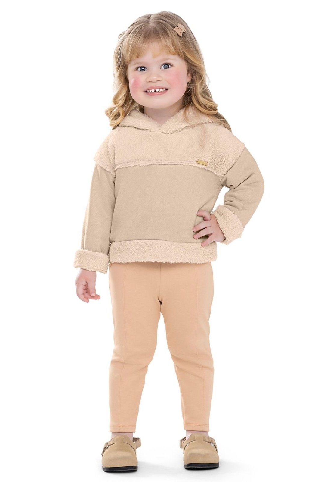 Infantil - Conjunto Menina Peluciado Capuz Colorittá Bege