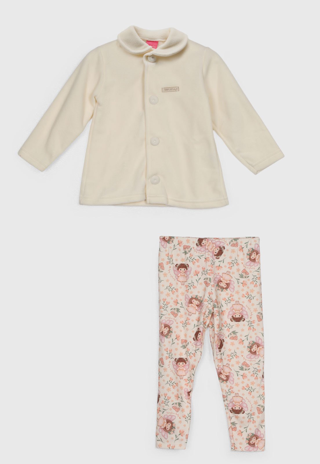 Conjunto Kamylus Estampa Fadas e Flores Off-White