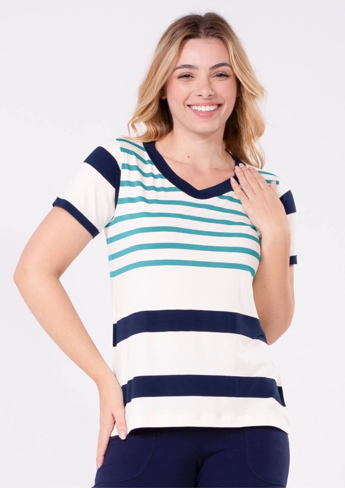 Blusa Pau a Pique listrada Verde VERDE – XL Pau a Pique