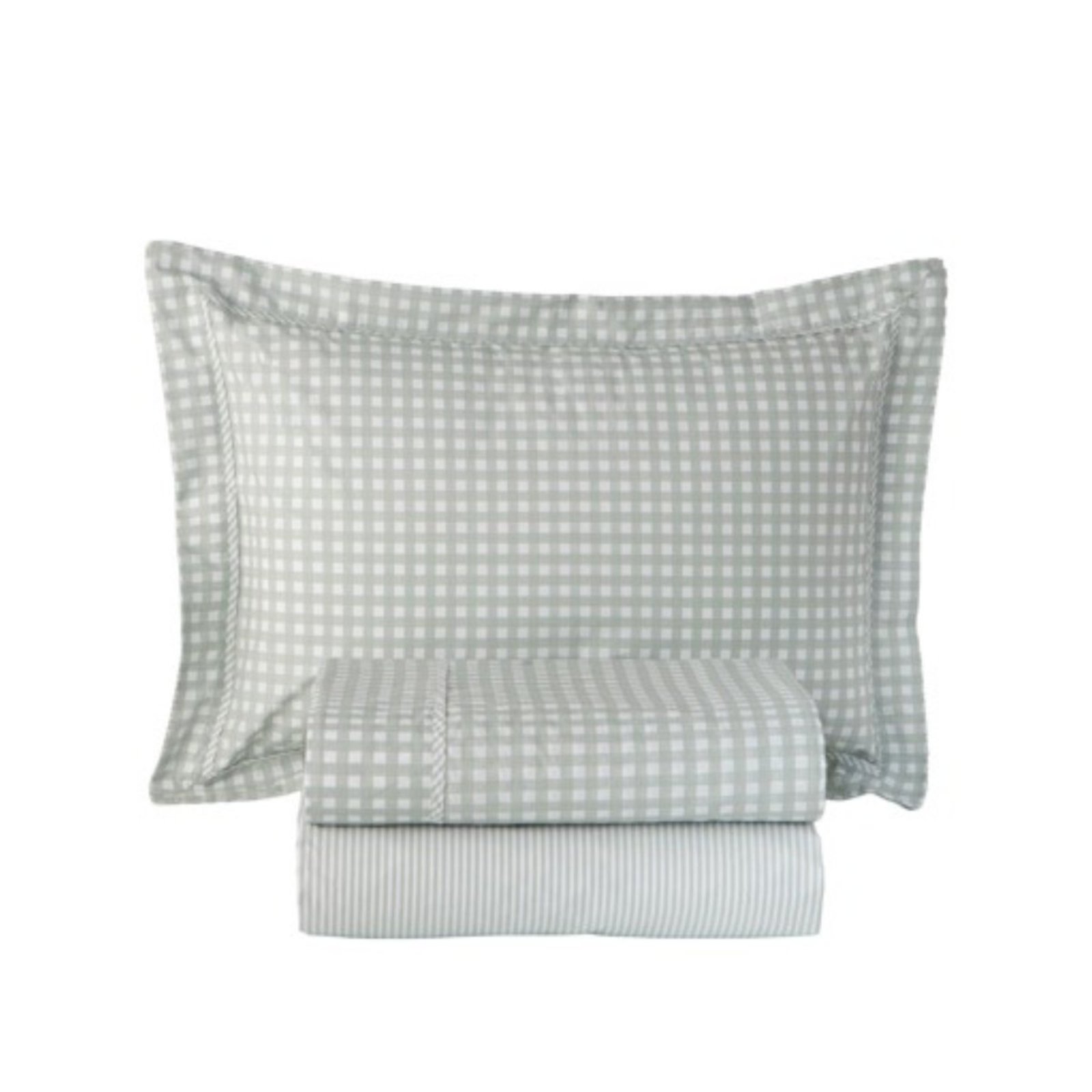 Jogo Cama Solteiro 200 Fios Naturalle Algodão Vichy Verde