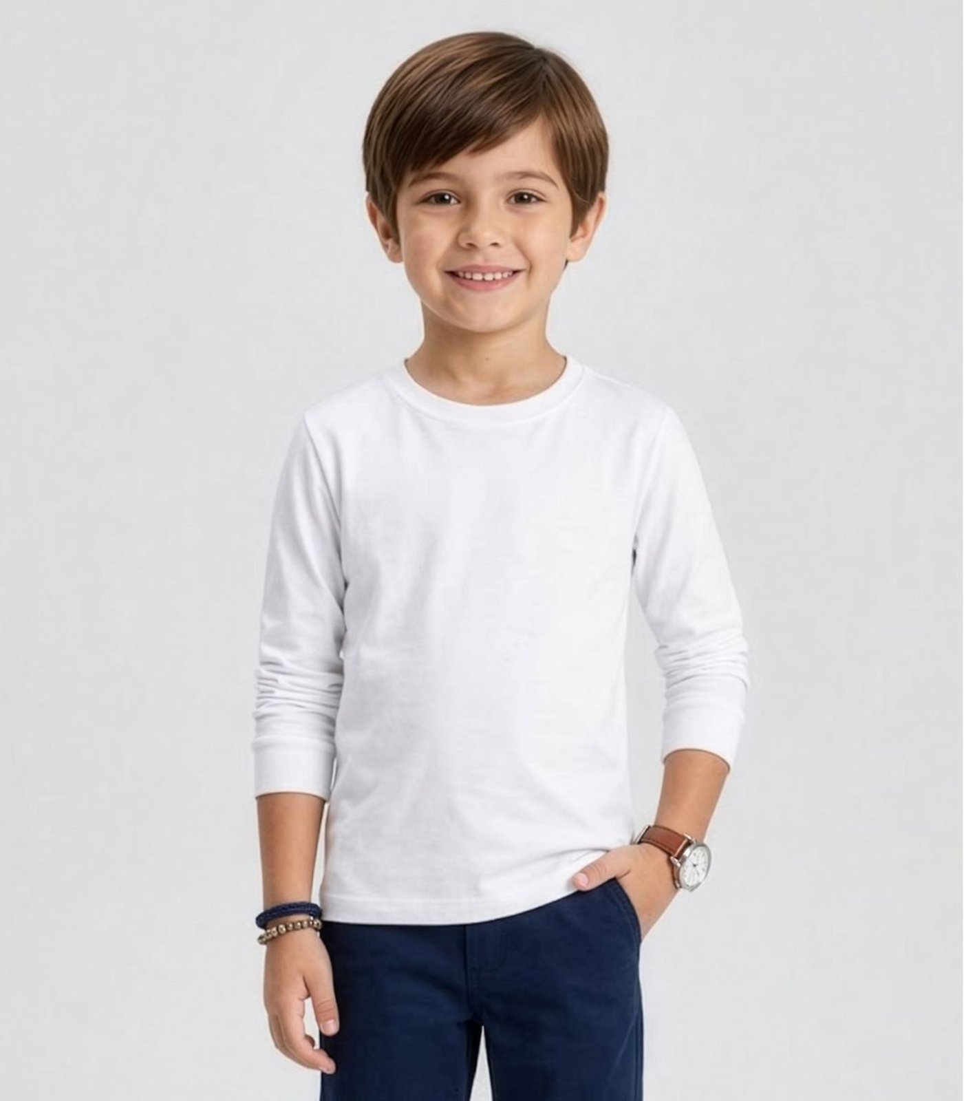 Infantil - Camiseta Manga Longa Básica Rovitex Branco