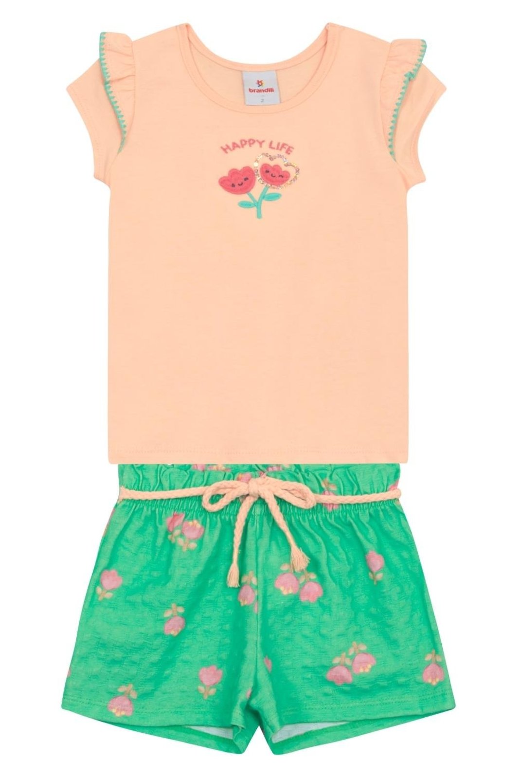 Infantil - Conjunto menina em meia malha Brandili