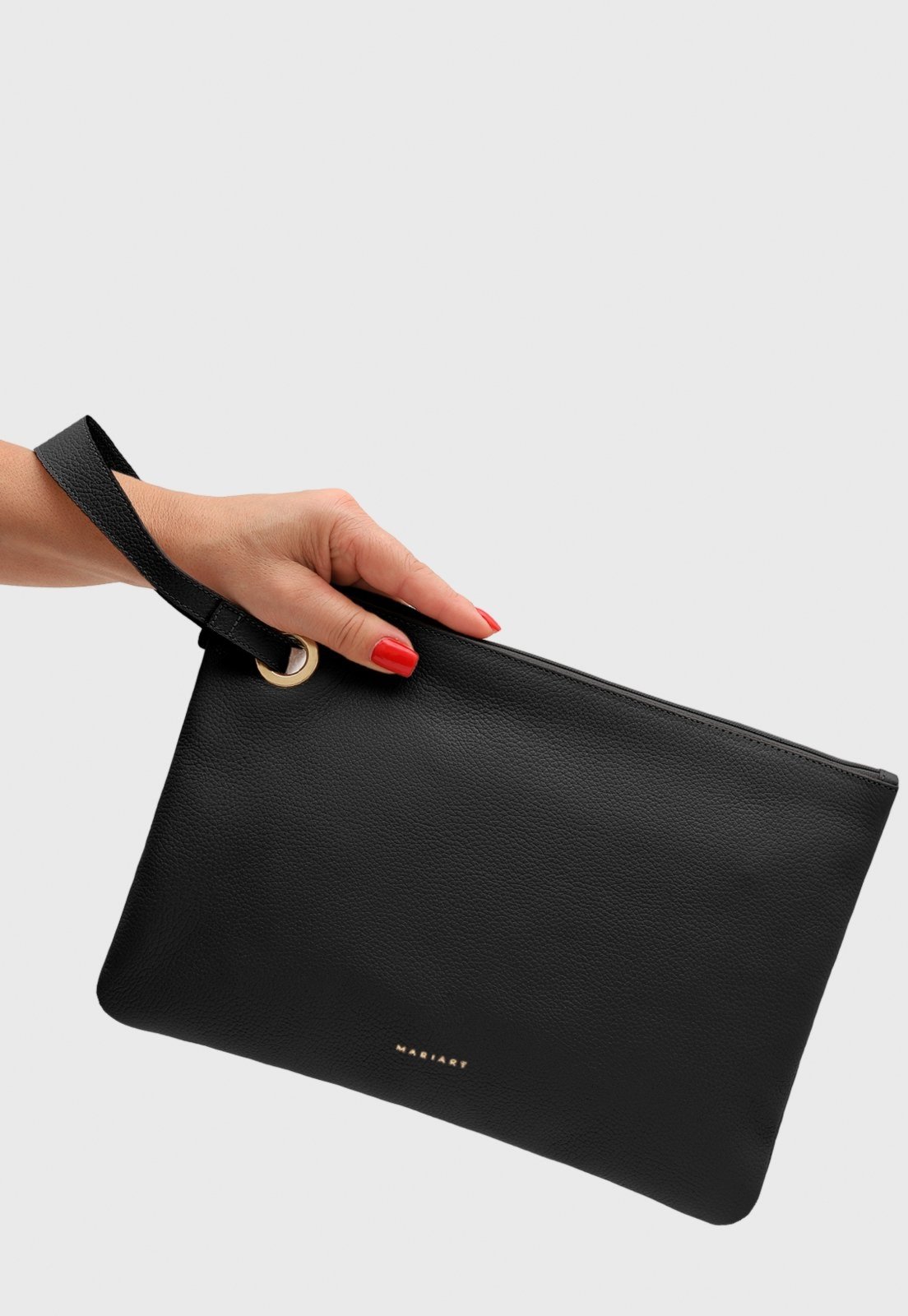 Vista 3 Bolsa Carteira Clutch Couro Mariart Azaleia Preta preto preto