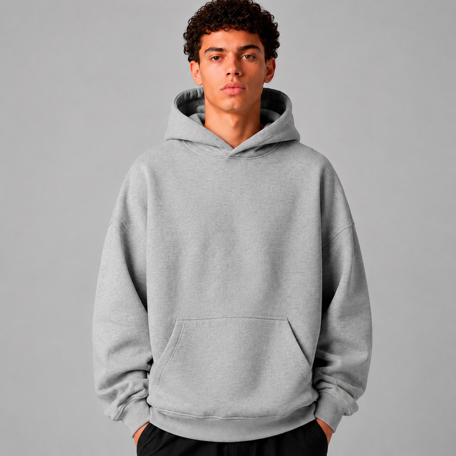 Infantil - Moletom Liso Canguru Unissex Oversized Básico Casual Frio Inverno Fashion Cinza