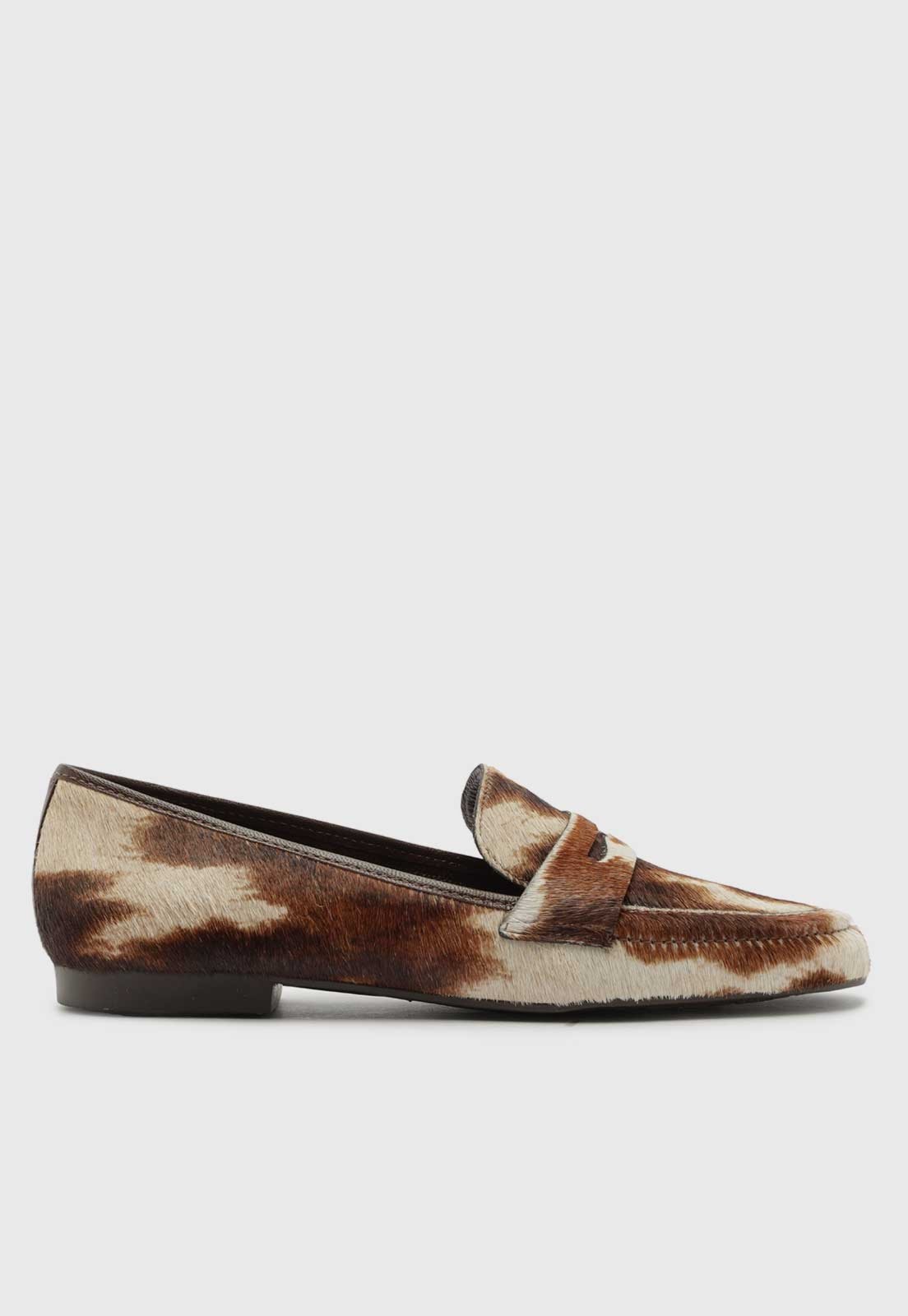 Mocassim Arezzo New Cocoa Animal Print Marrom