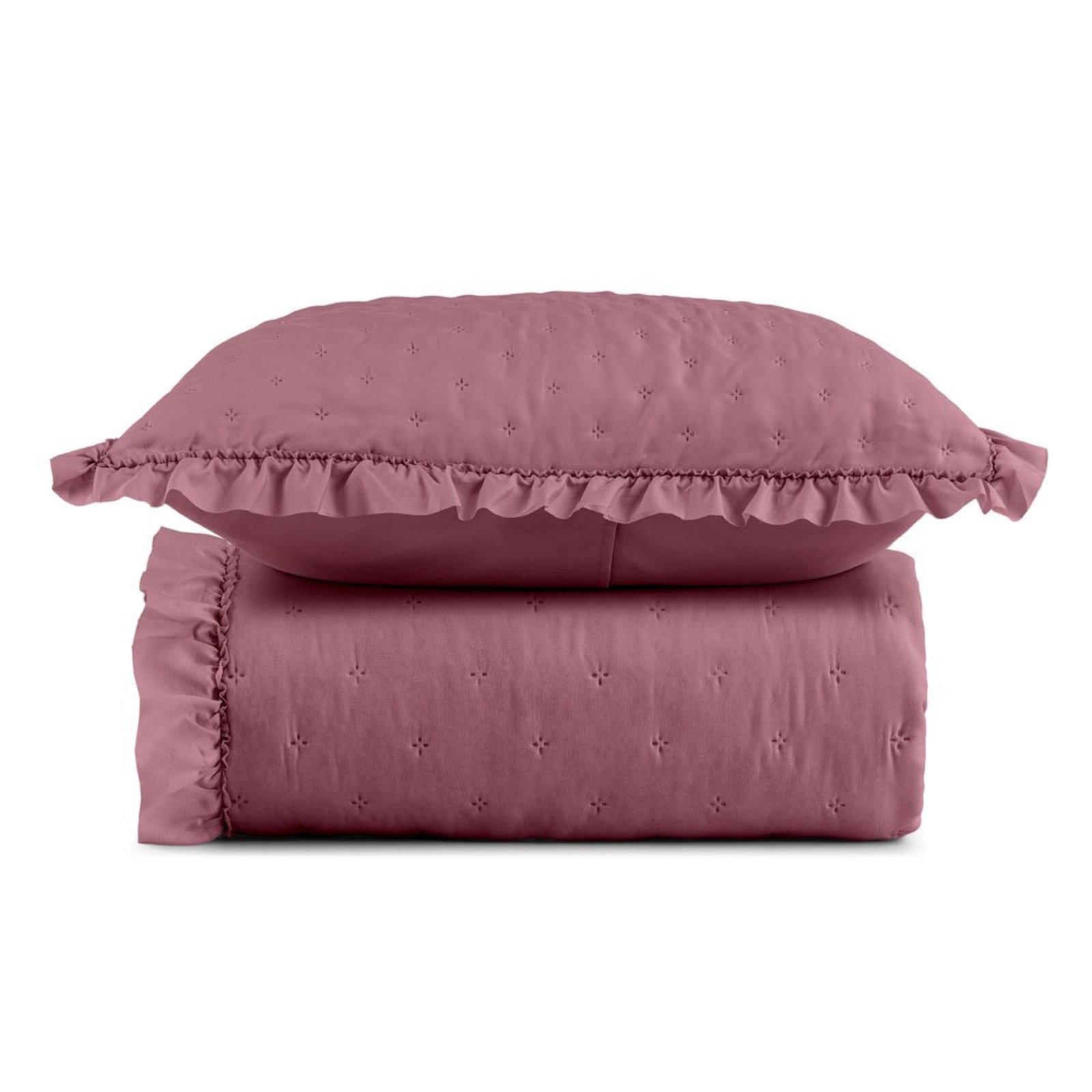 Kit Cobre Leito Elegance Solteiro Microfibra Colcha com Babado 2 Peças Pink