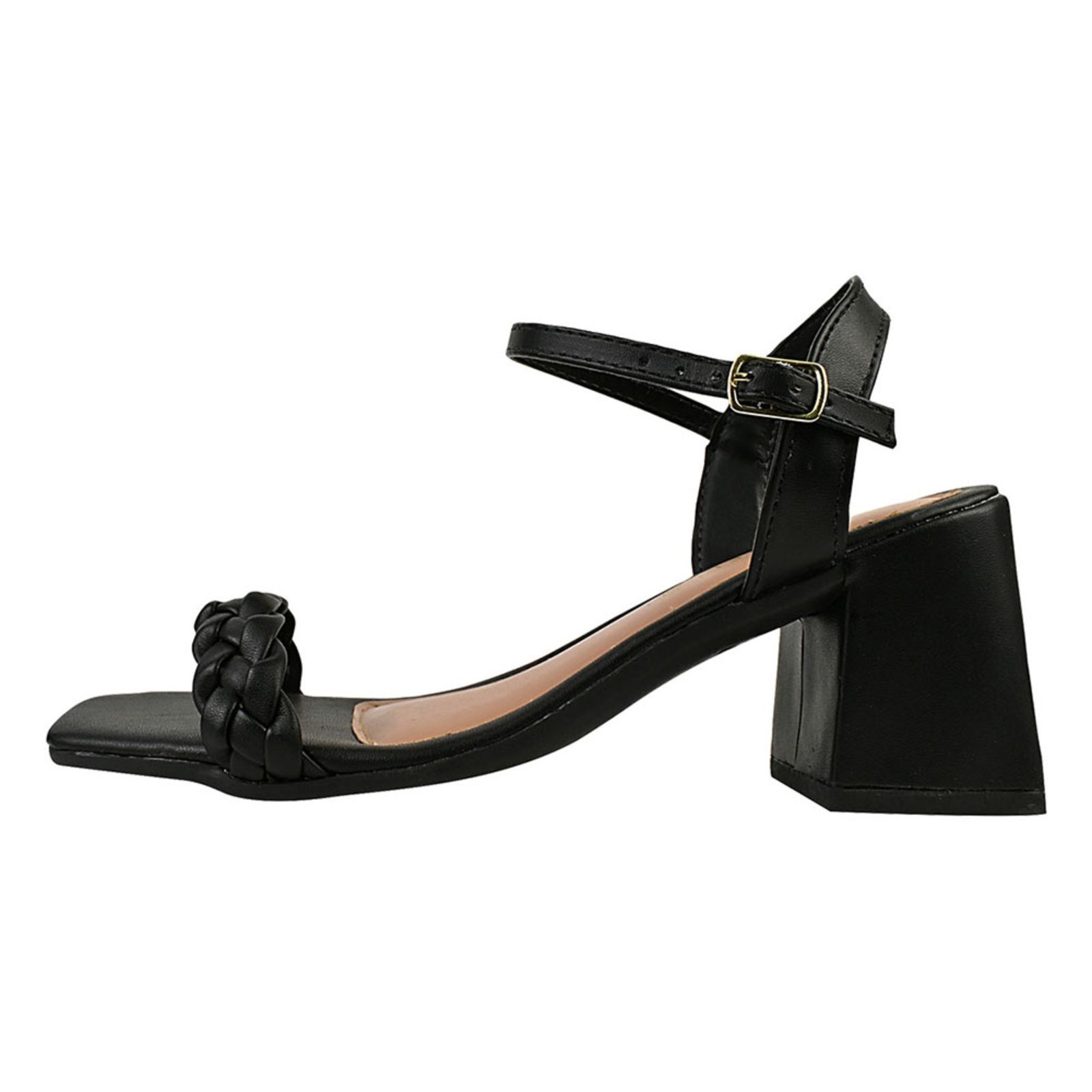 Vista 3 Sandália Feminina Salto Alto Donatella Shoes Bico Quadrado Casual Trança Confort Santorine Monte Shoes preto Monte Shoes preto
