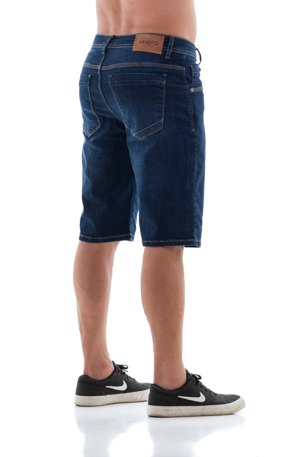 Vista 3 Bermuda Jeans Confort Masculina Arauto Azul Escuro ARAUTO JEANS azul marinho ARAUTO JEANS azul marinho