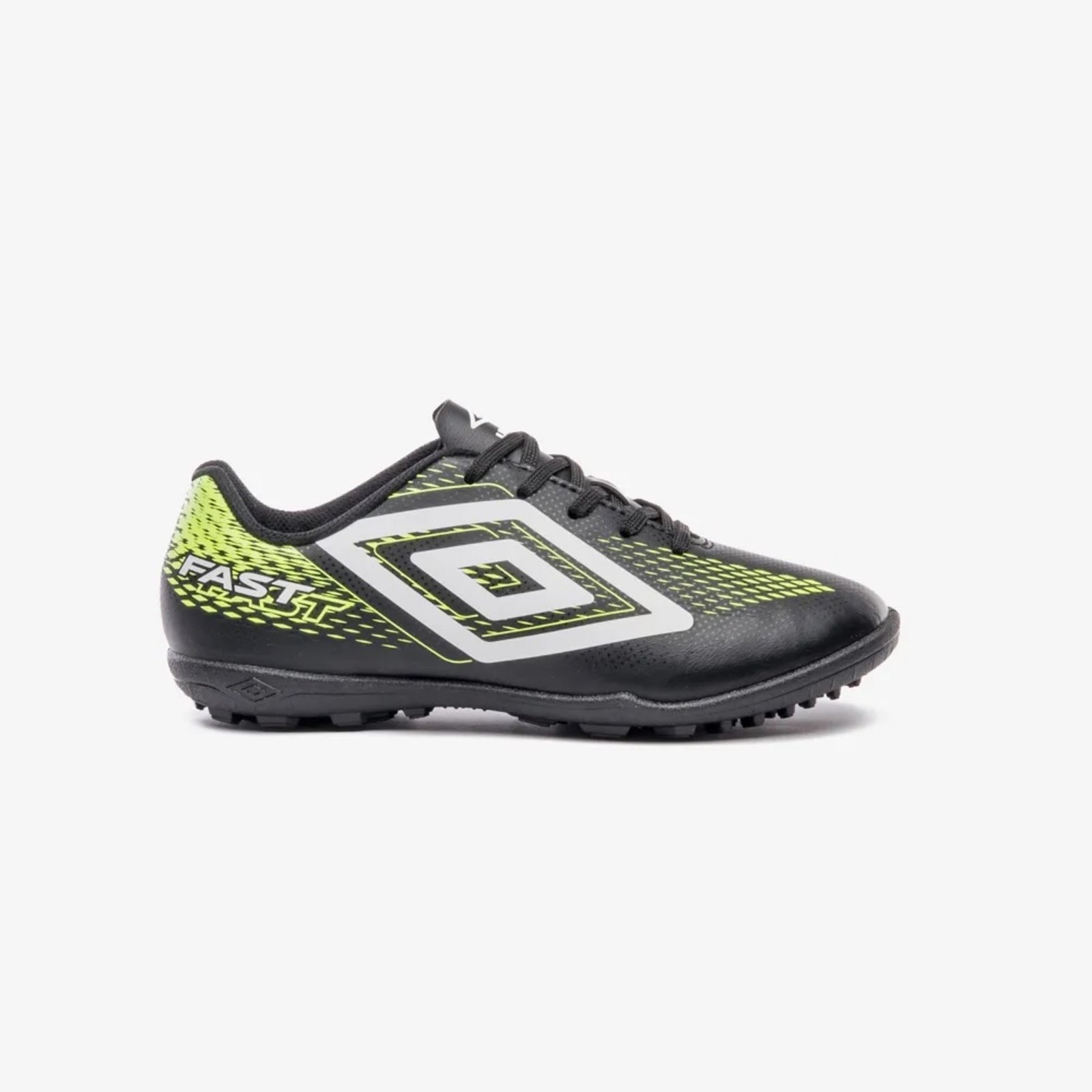 Vista 2 Chuteira Society Umbro Fast II Jr - Preto/Verde preto verde Umbro preto verde