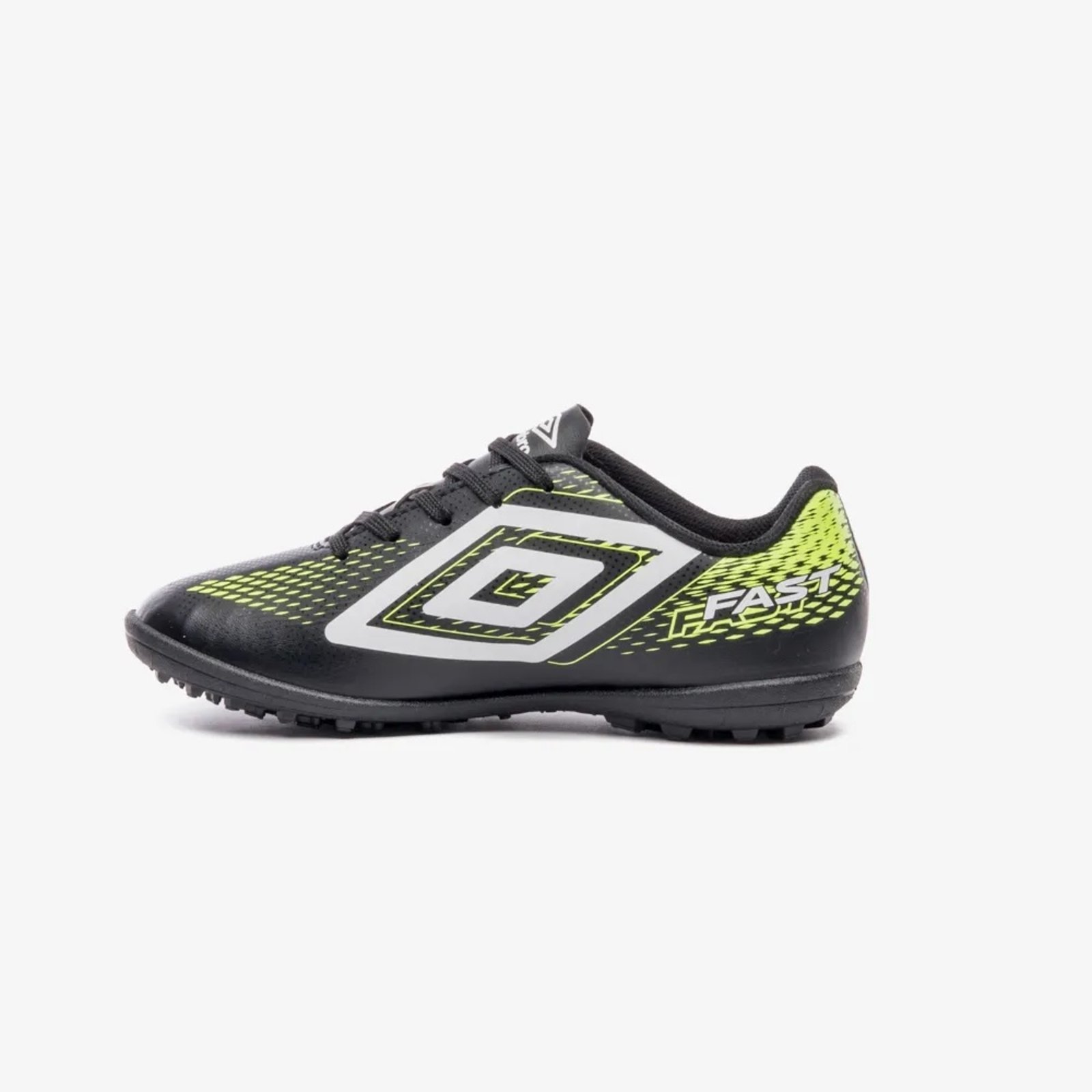 Vista 3 Chuteira Society Umbro Fast II Jr - Preto/Verde preto verde Umbro preto verde