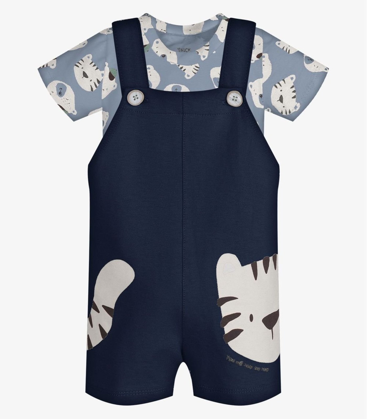 Infantil - Conjunto Camiseta E Jardineira Trick Nick Azul