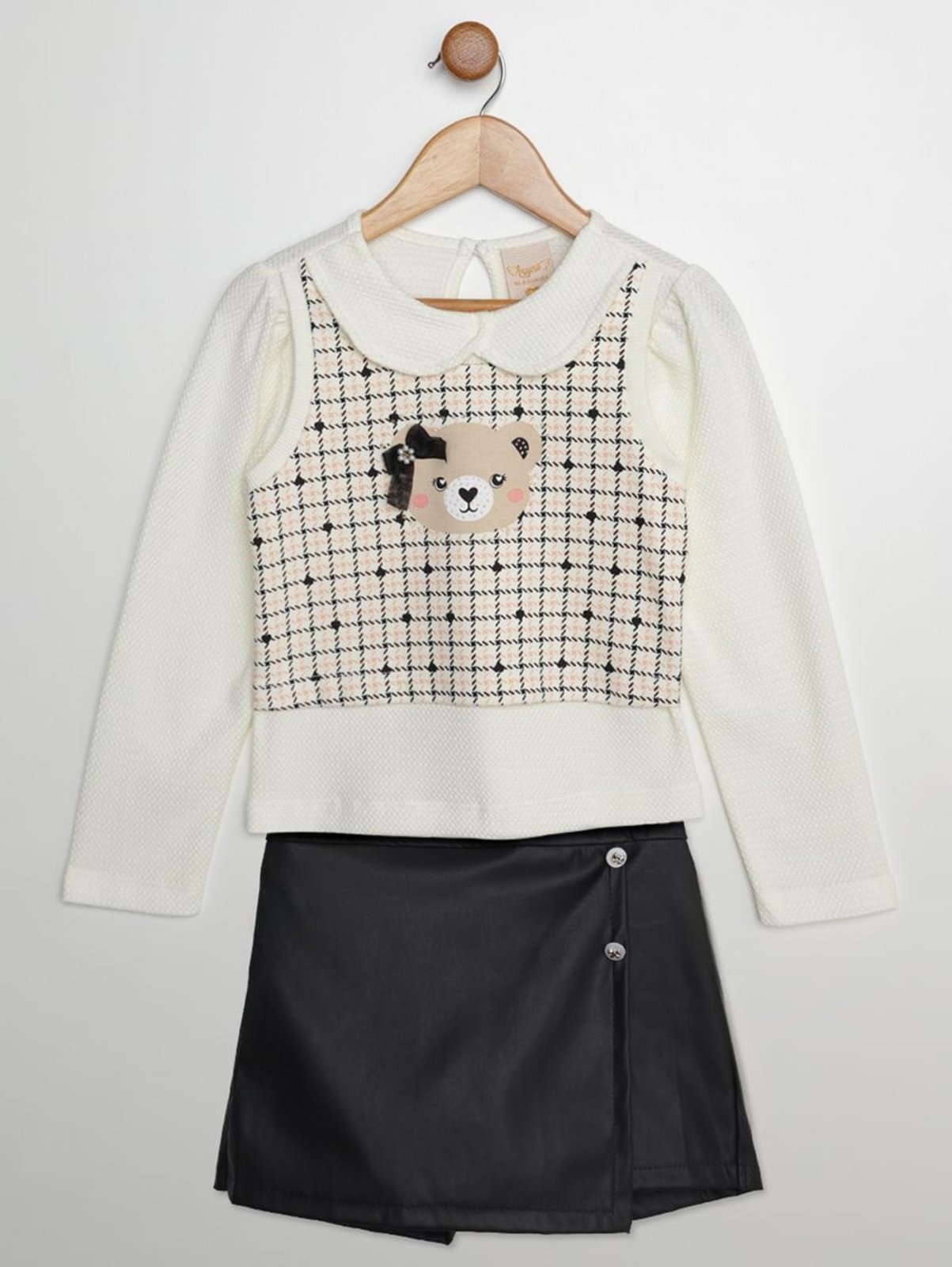 Infantil - Conjunto Curto Sobreposição Para Menina- OFF WHITE