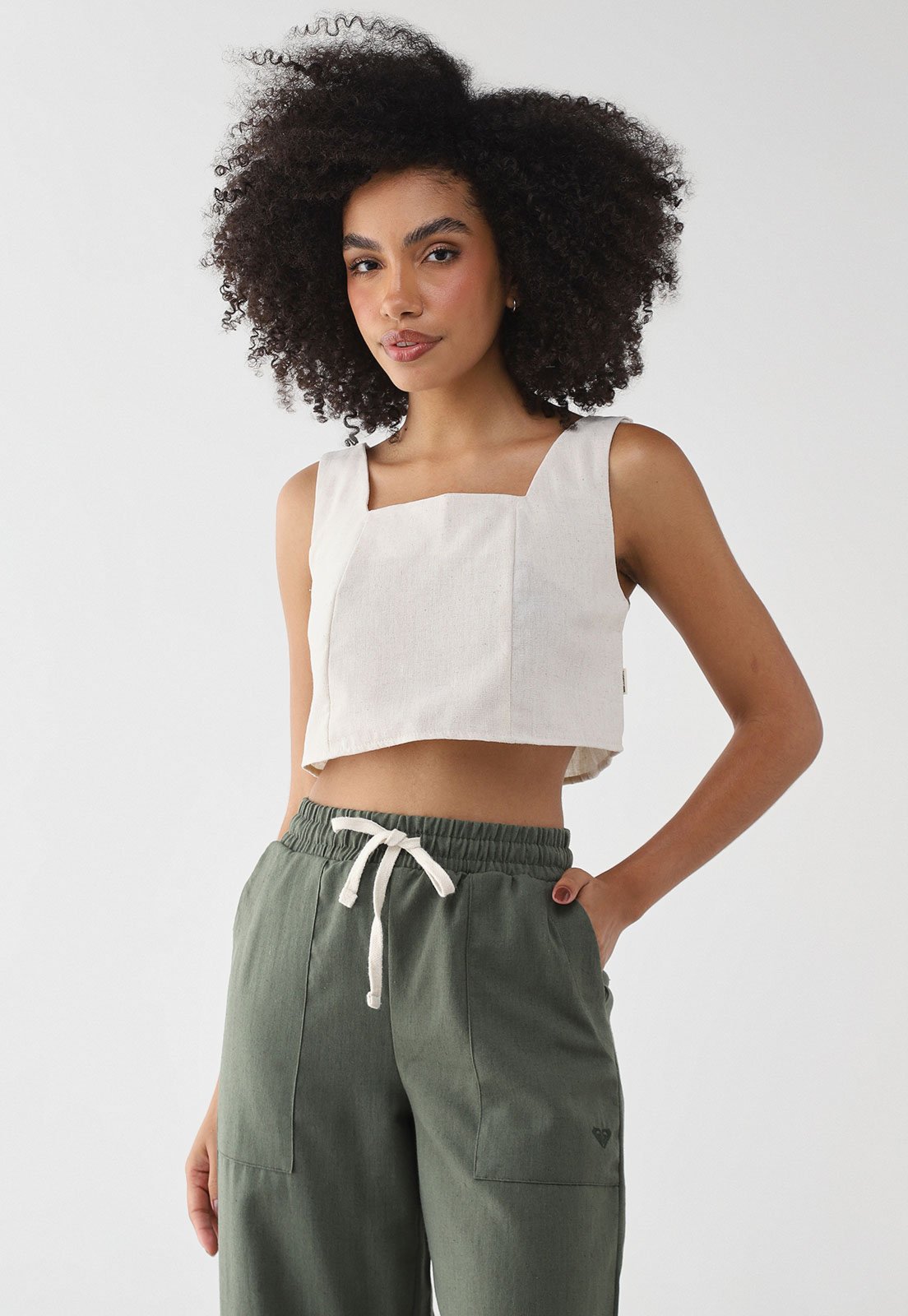 Regata Feminina Billabong Open Skies Cropped Off-White