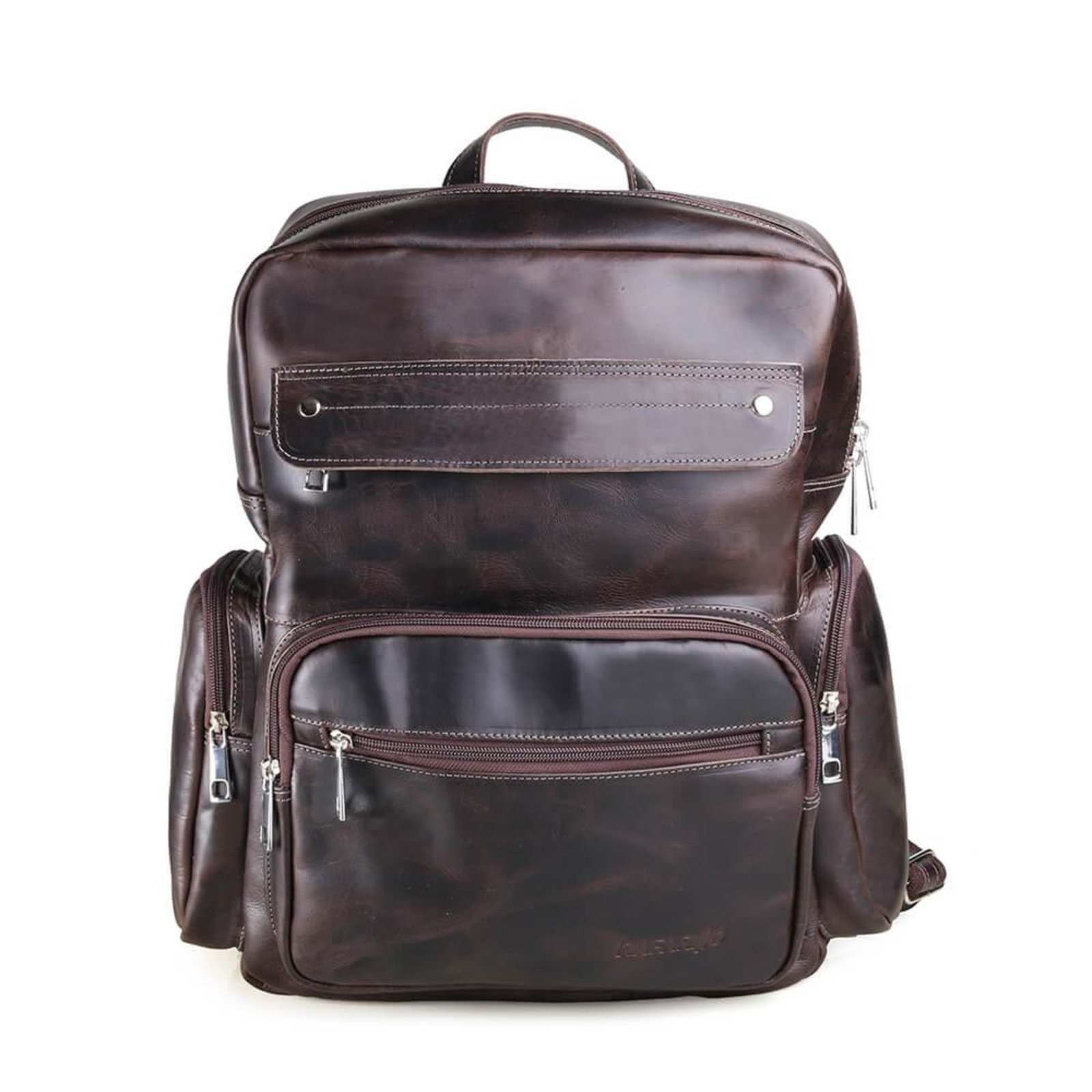 Mochila de Couro Executiva Impermeável Masculina Rafarillo Café