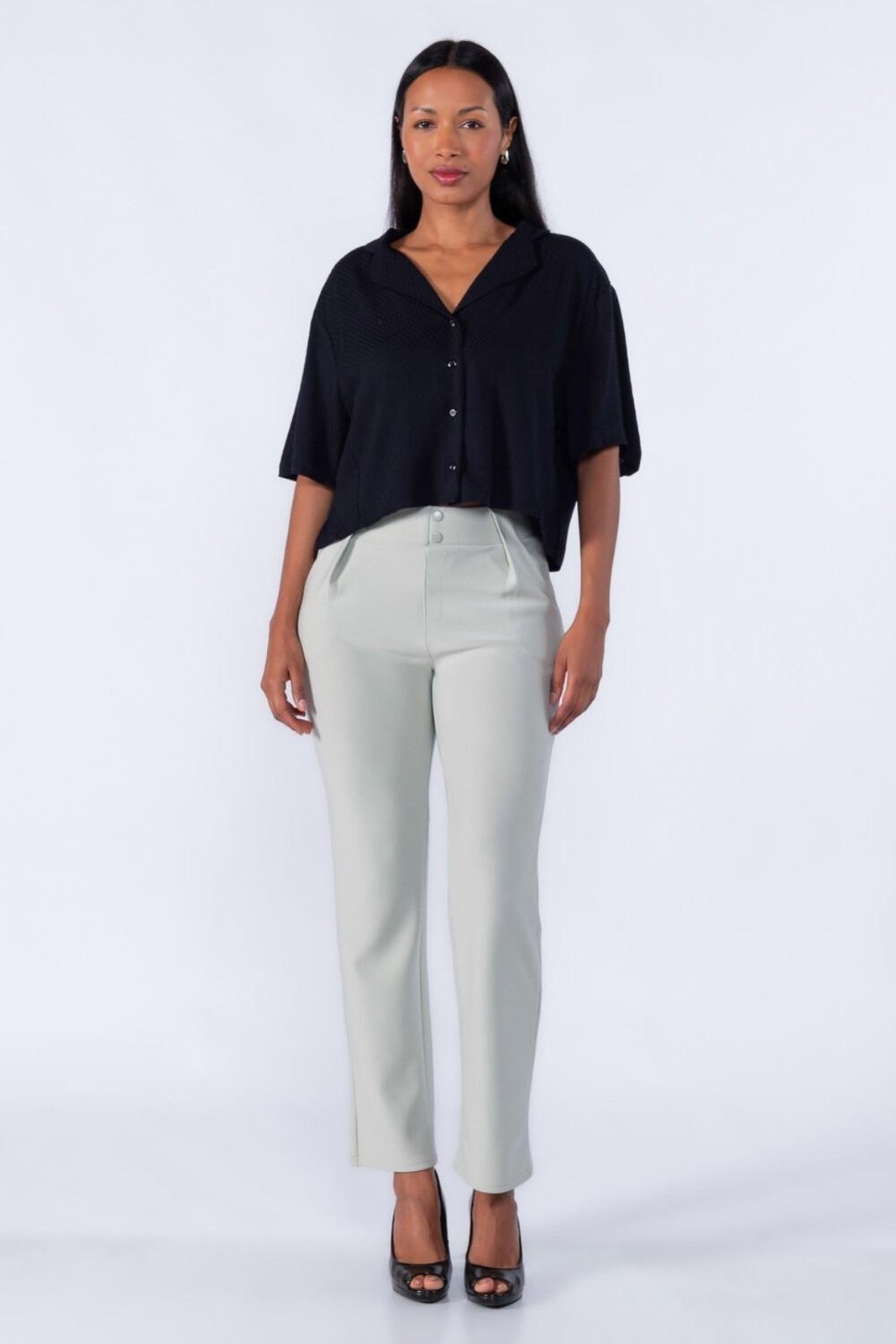 Calça Pregas Cos Verde